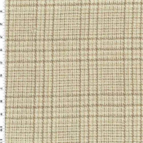 1 YD PC-Brown/Beige/Multi Wool Blend Plaid Boucle Jacketing Fabric