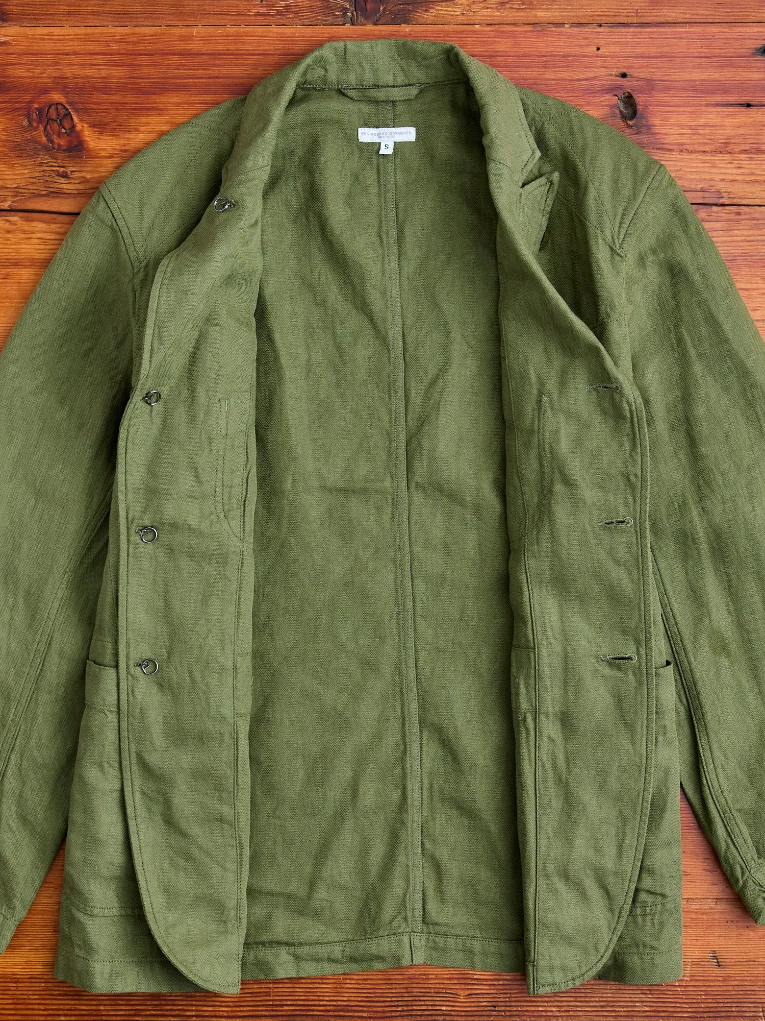 Bedford Jacket in Olive Cotton Hemp Satin