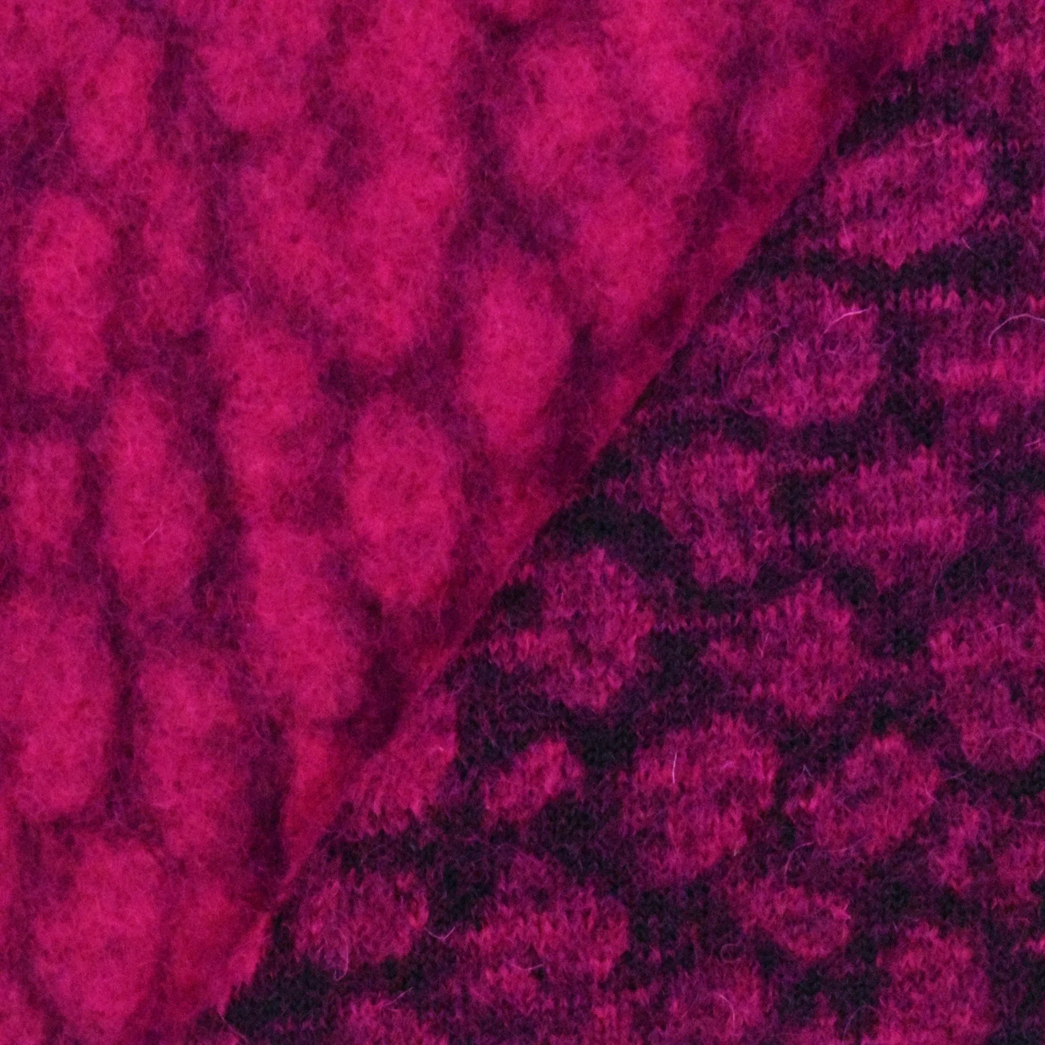 Bright Fuchsia-Black Spot Wool Stretch Jacquard Knit Jacketing Fabric