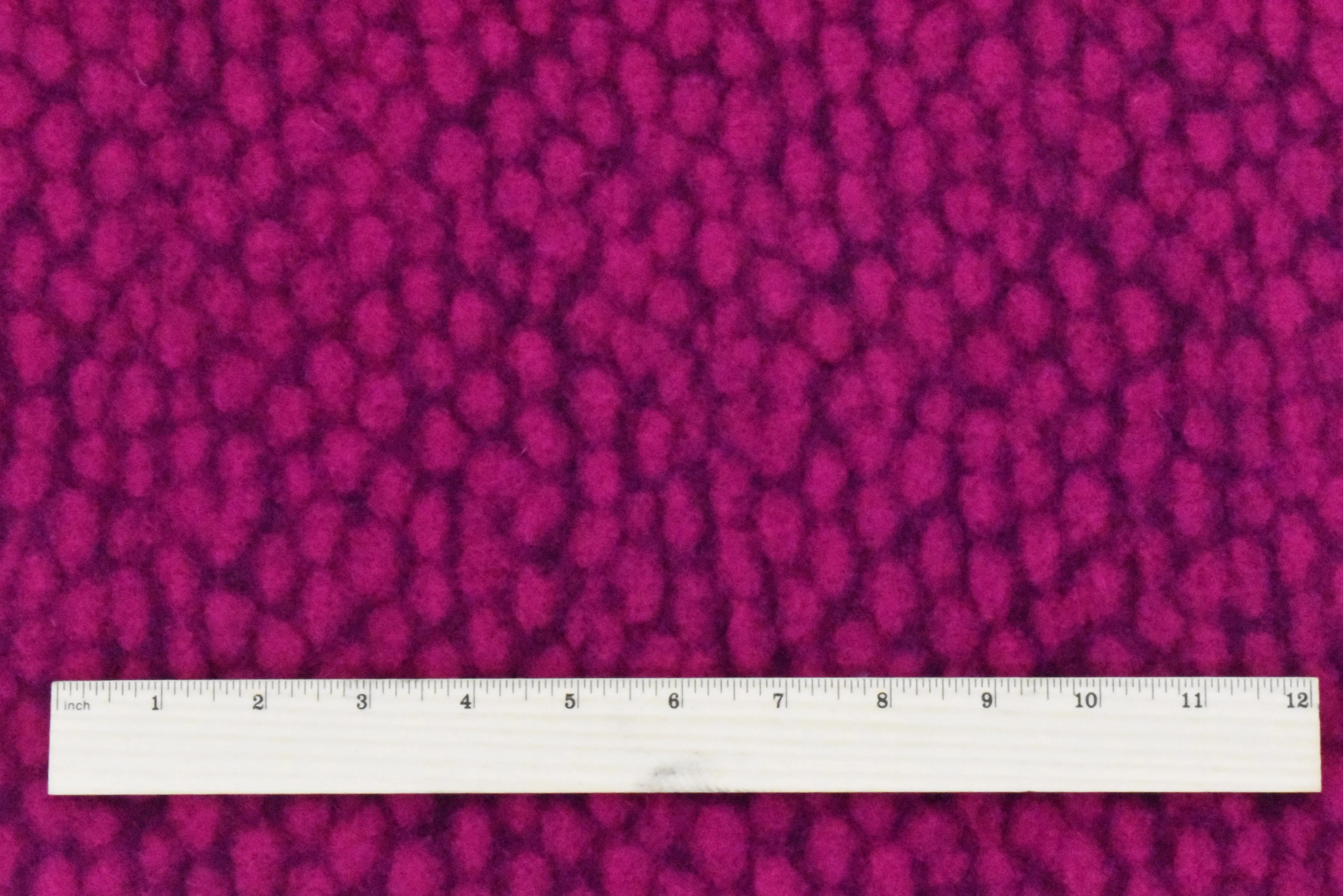 Bright Fuchsia-Black Spot Wool Stretch Jacquard Knit Jacketing Fabric