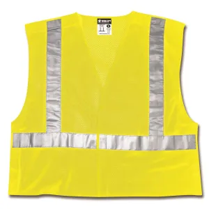 CL2MLX4 MCR Class 2,Tear-Away,Polyester Mesh Safety Vest,2" Silver Stripe,LIME