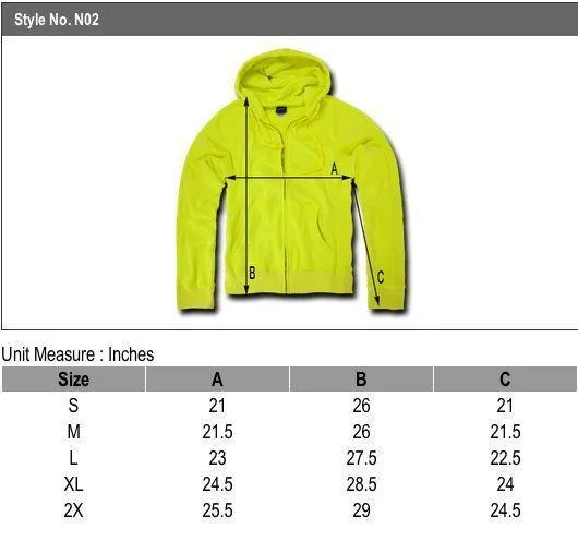 Decky Neon Yellow Full Zip Up Hoodie Hooded Sweatshirt Unisex