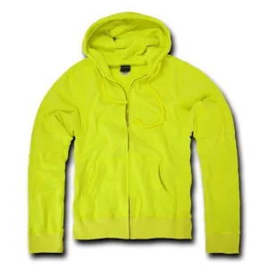 Decky Neon Yellow Full Zip Up Hoodie Hooded Sweatshirt Unisex