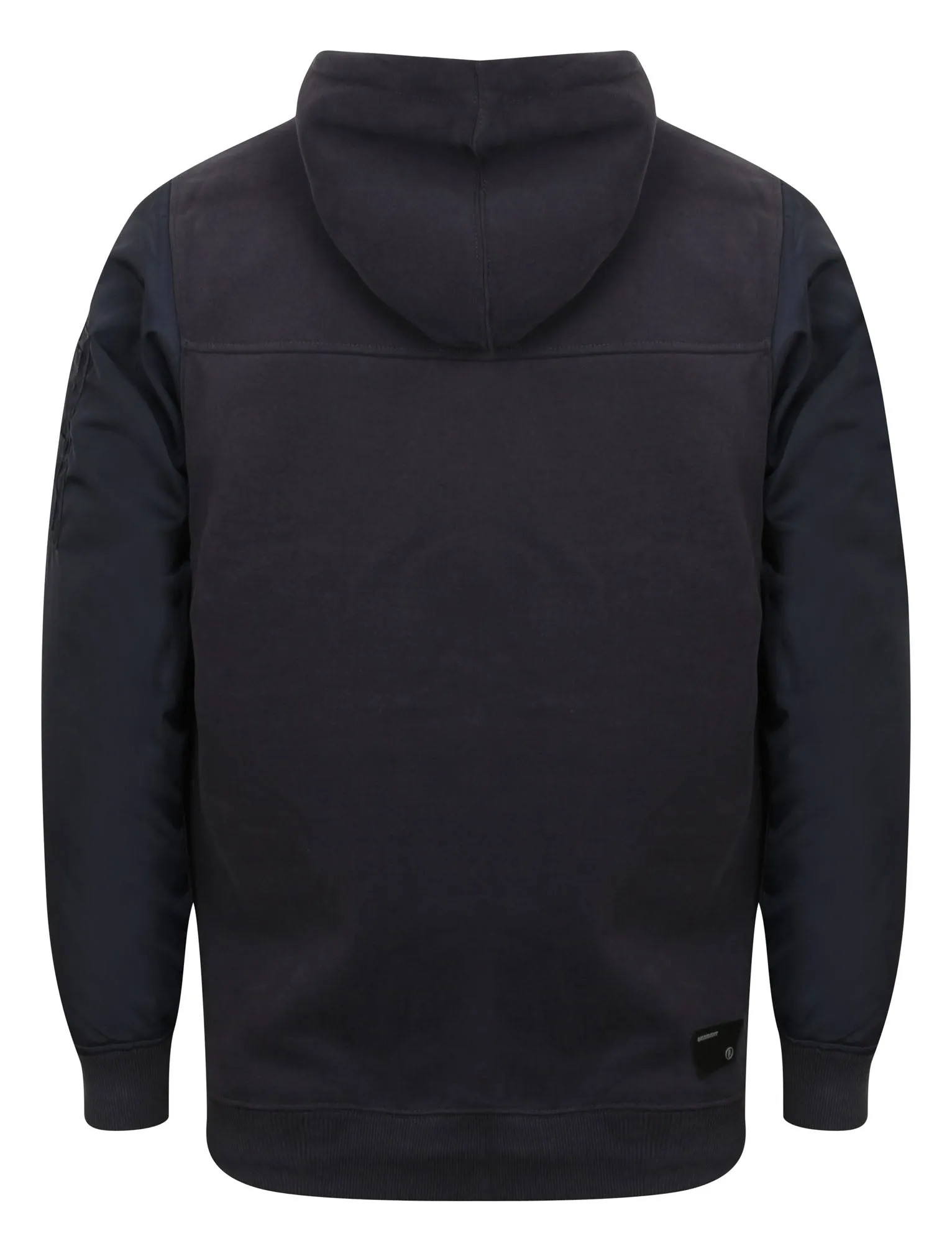 Devo Zip Through Hoodie with Contrast Sleeves in Navy - Dissident