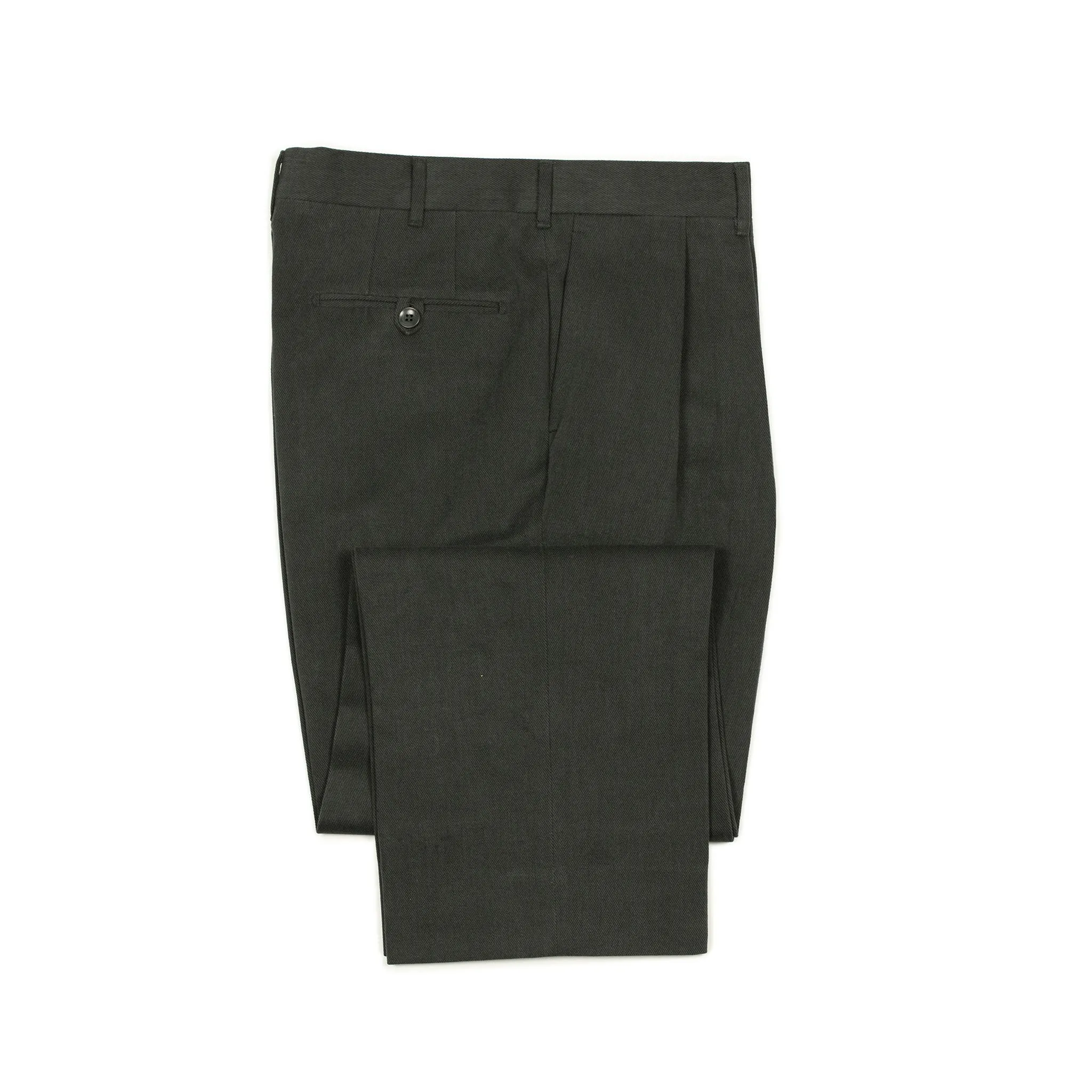 Exclusive "Brooklyn" double-pleated high-rise wide trousers in slate grey heavy cotton twill