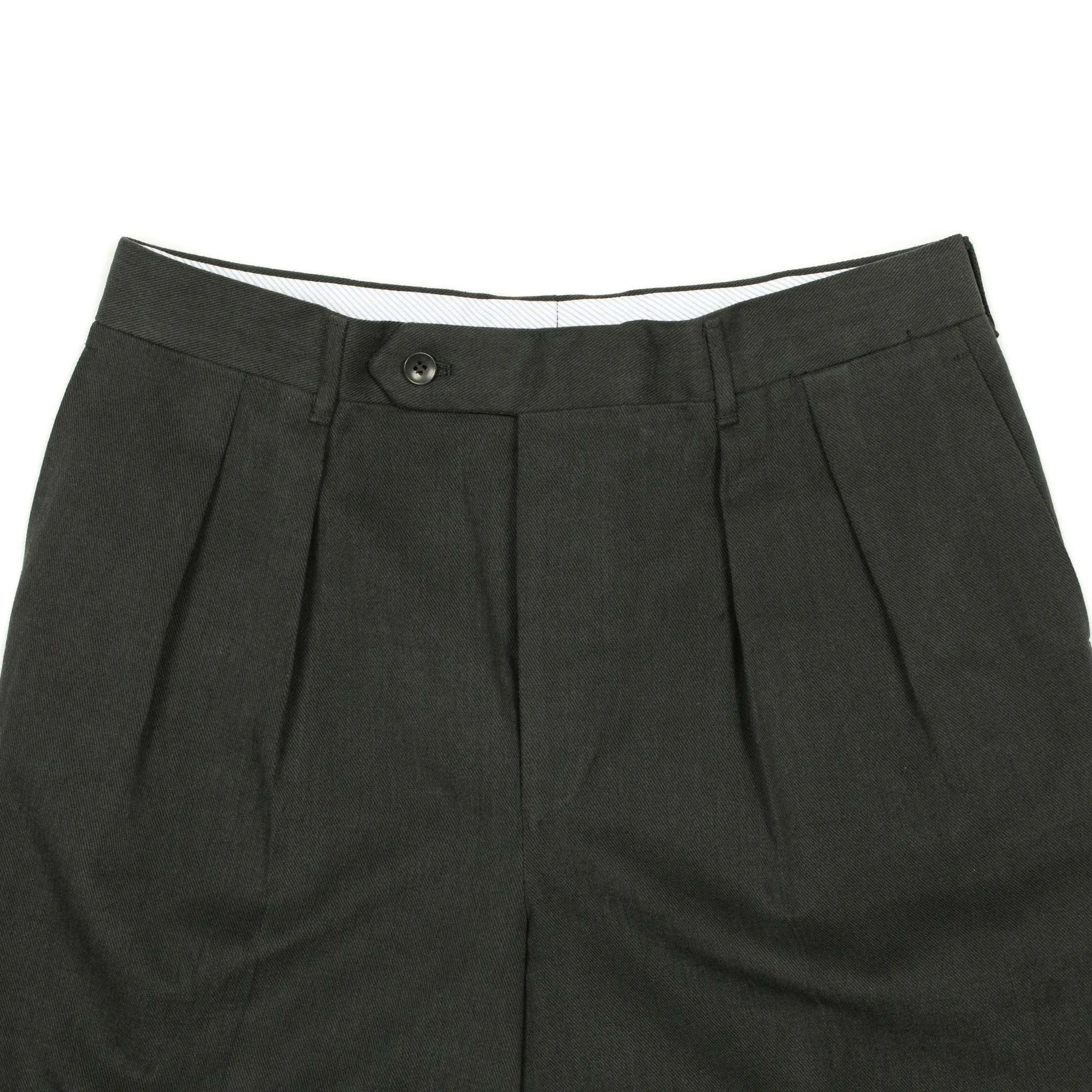 Exclusive "Brooklyn" double-pleated high-rise wide trousers in slate grey heavy cotton twill