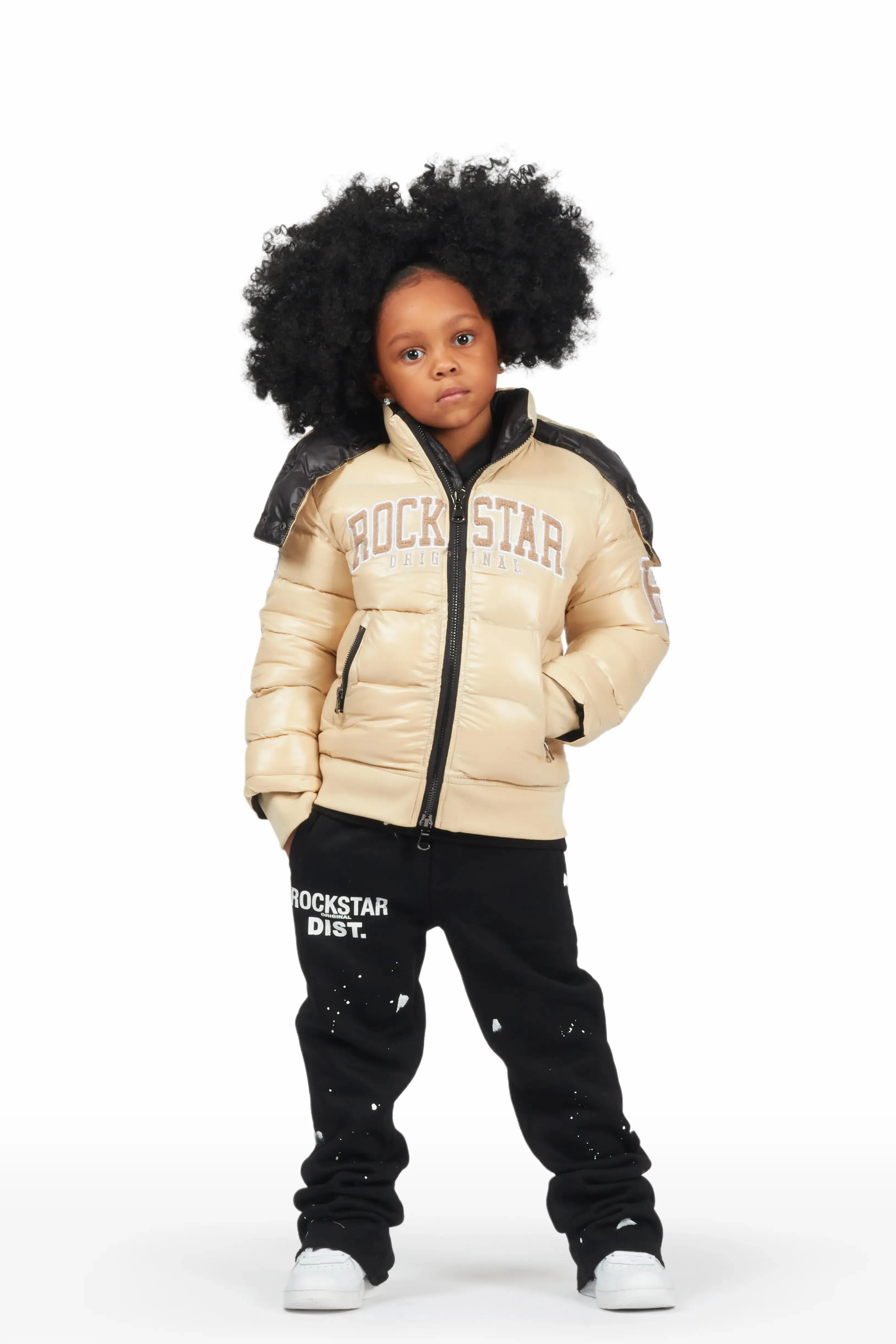 Girls Coco Beige Puffer Jacket