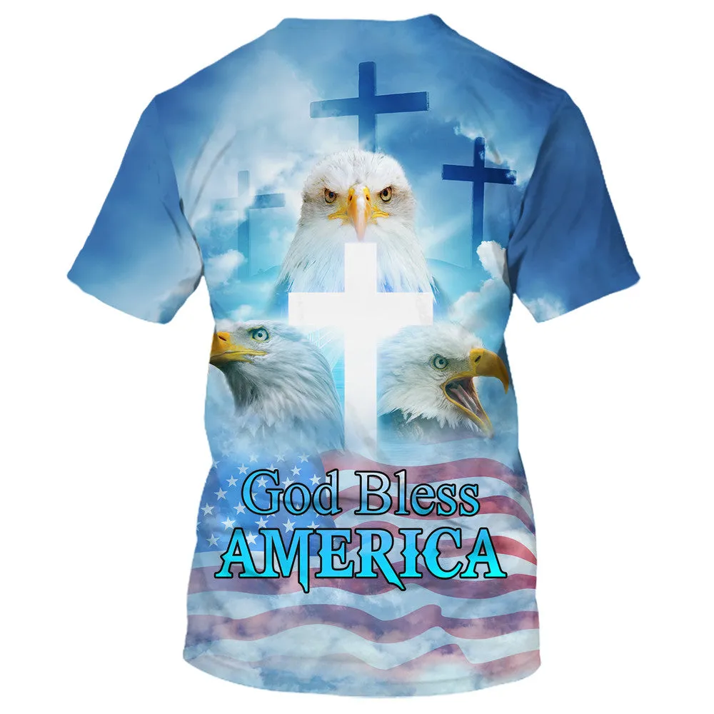 God Bless America Flag With Eagle 3D All Over Printed Shirt for Men and Women