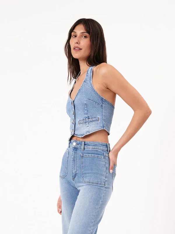 Halter Vest Ranch: Mid Vintage Blue FINAL SALE