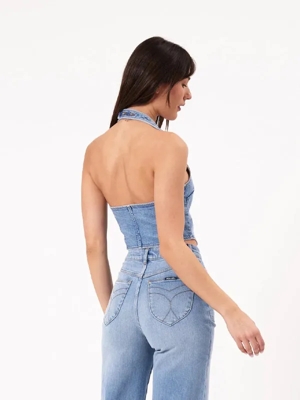 Halter Vest Ranch: Mid Vintage Blue FINAL SALE