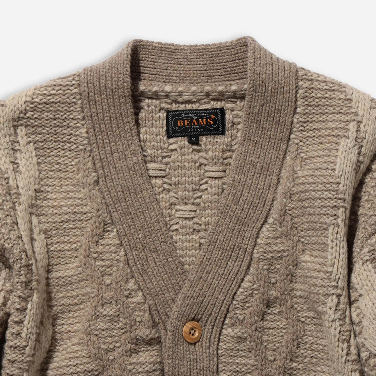 HEAVY CABLE PATTERN CARDIGAN - OLIVE