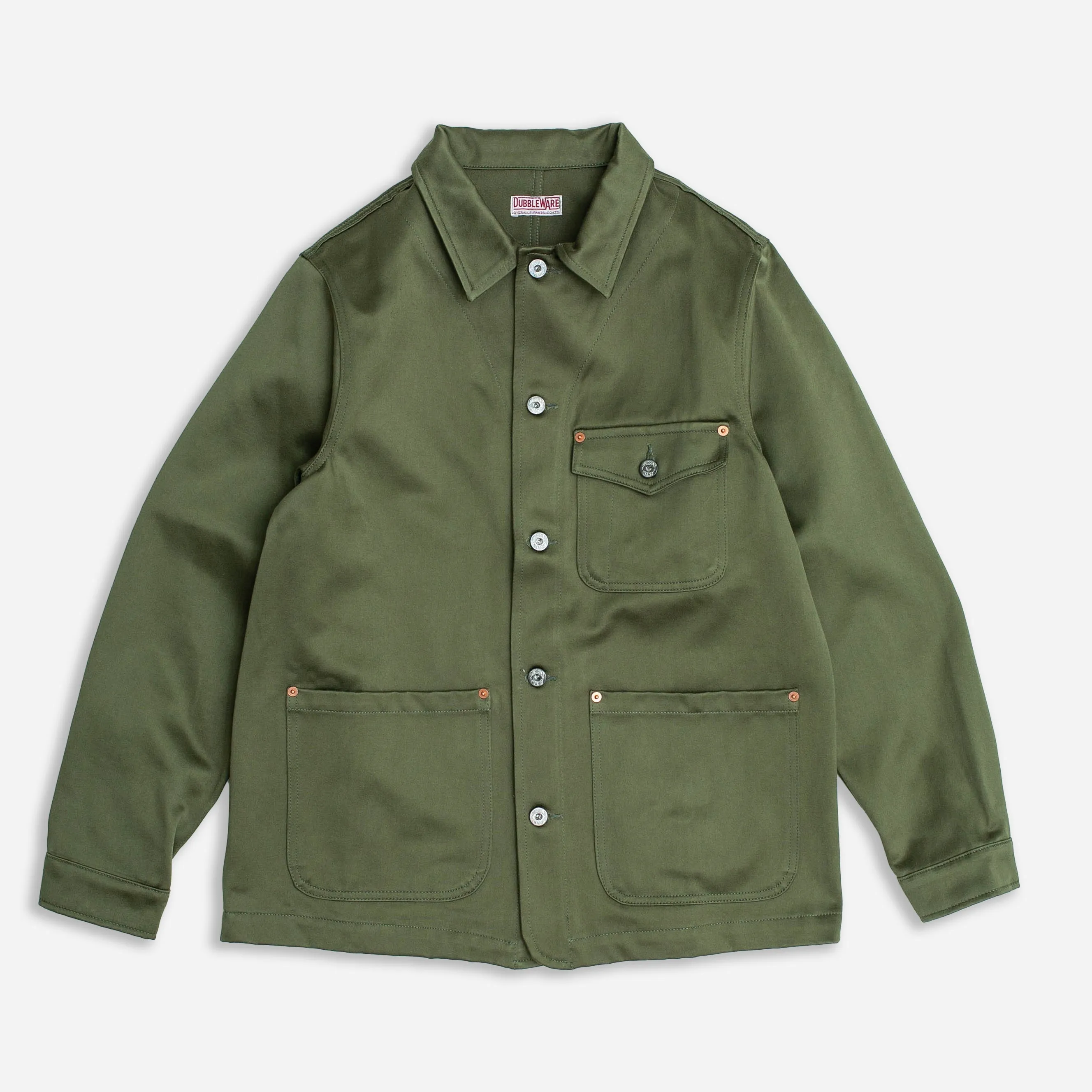 HEAVY SATEEN WORK JACKET - MILITARY GREEN