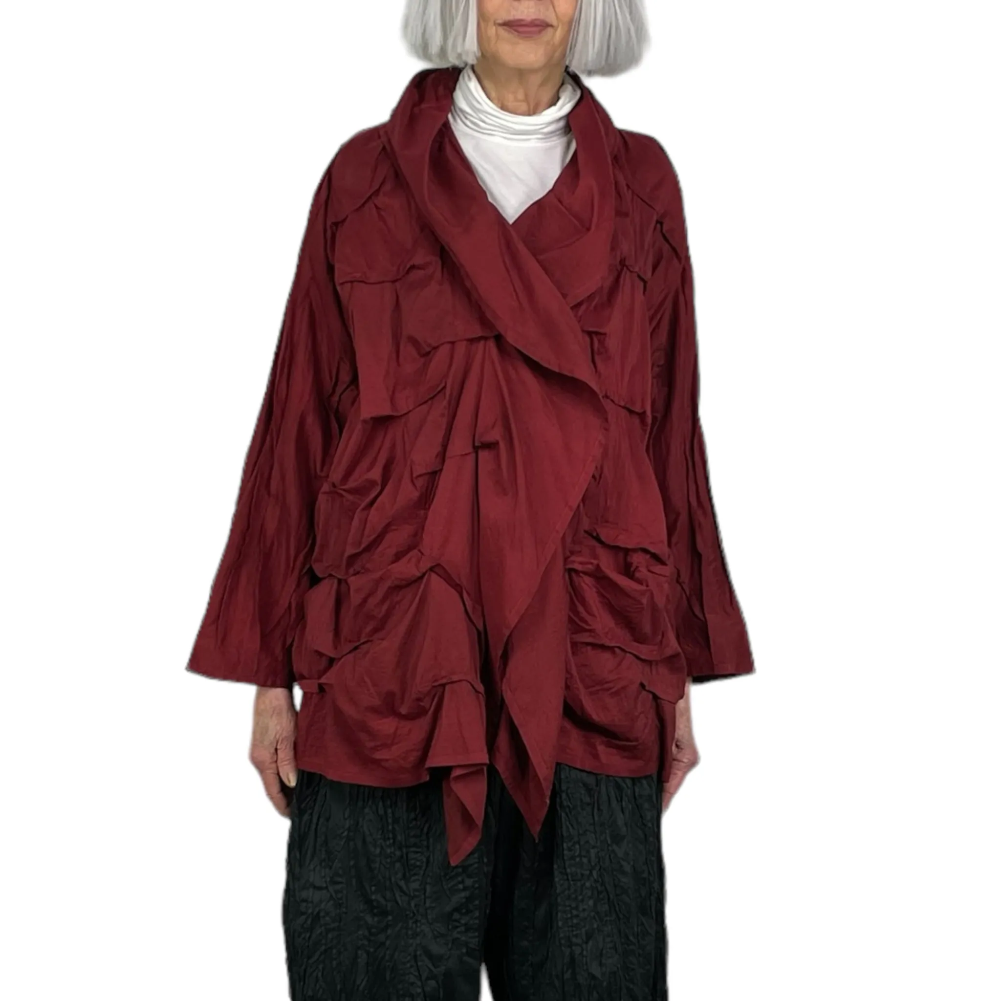 HEAVY VOILE WAVY TUCK COCOON JACKET