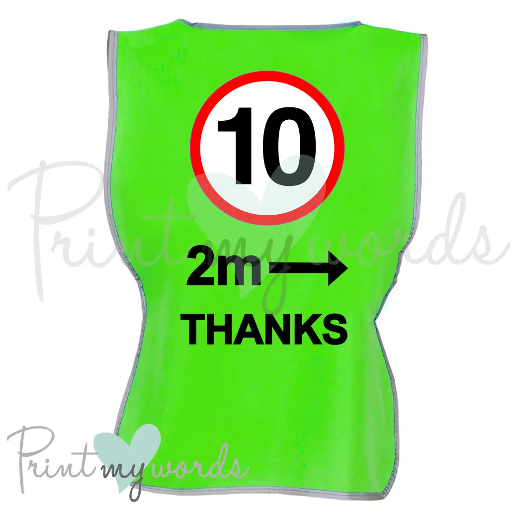 High Visibility Hi Vis Equestrian Reflective Vest Tabard Waistcoat 10MPH, 2M, THANKS hi-viz