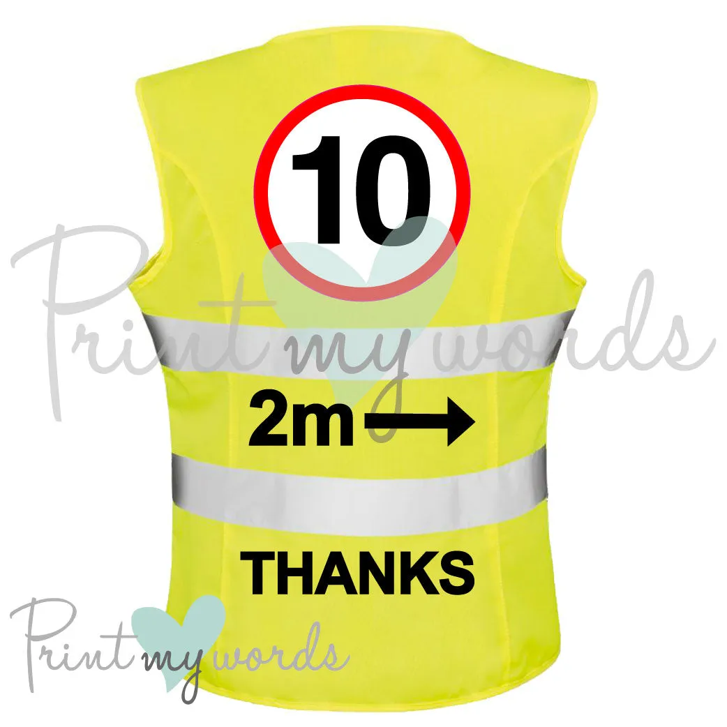 High Visibility Hi Vis Equestrian Reflective Vest Tabard Waistcoat 10MPH, 2M, THANKS hi-viz