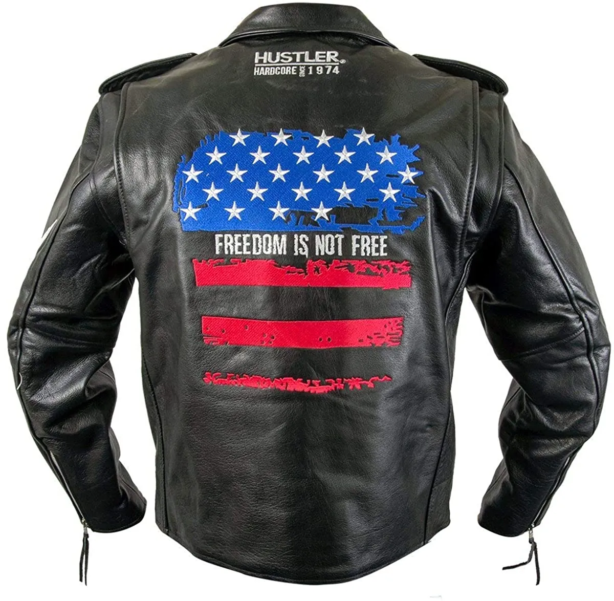 Hustler HSLJ-700 Men's 'Freedom Is Not Free" Vintage Leather Motorcycle Jacket