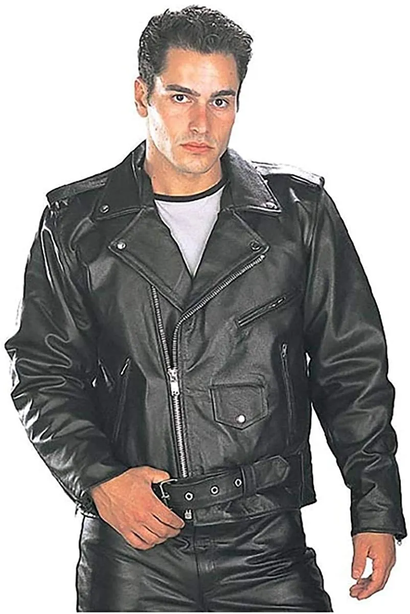 Hustler HSLJ-700 Men's 'Freedom Is Not Free" Vintage Leather Motorcycle Jacket