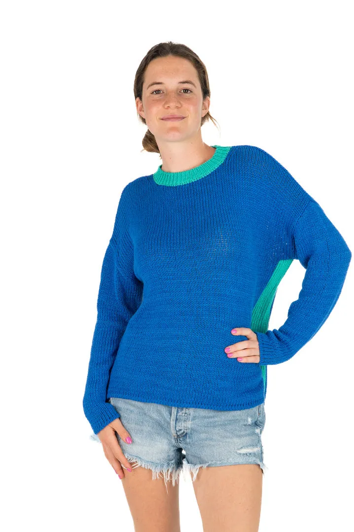 Julie Sweater - Classic Blue with Aqua