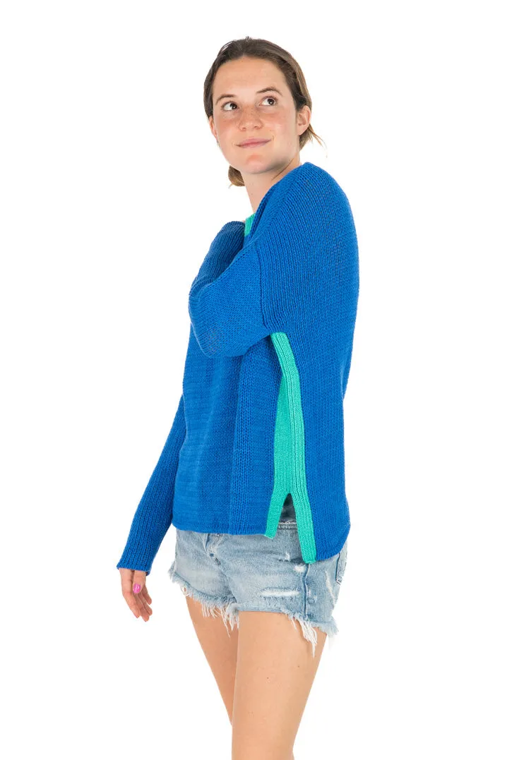 Julie Sweater - Classic Blue with Aqua