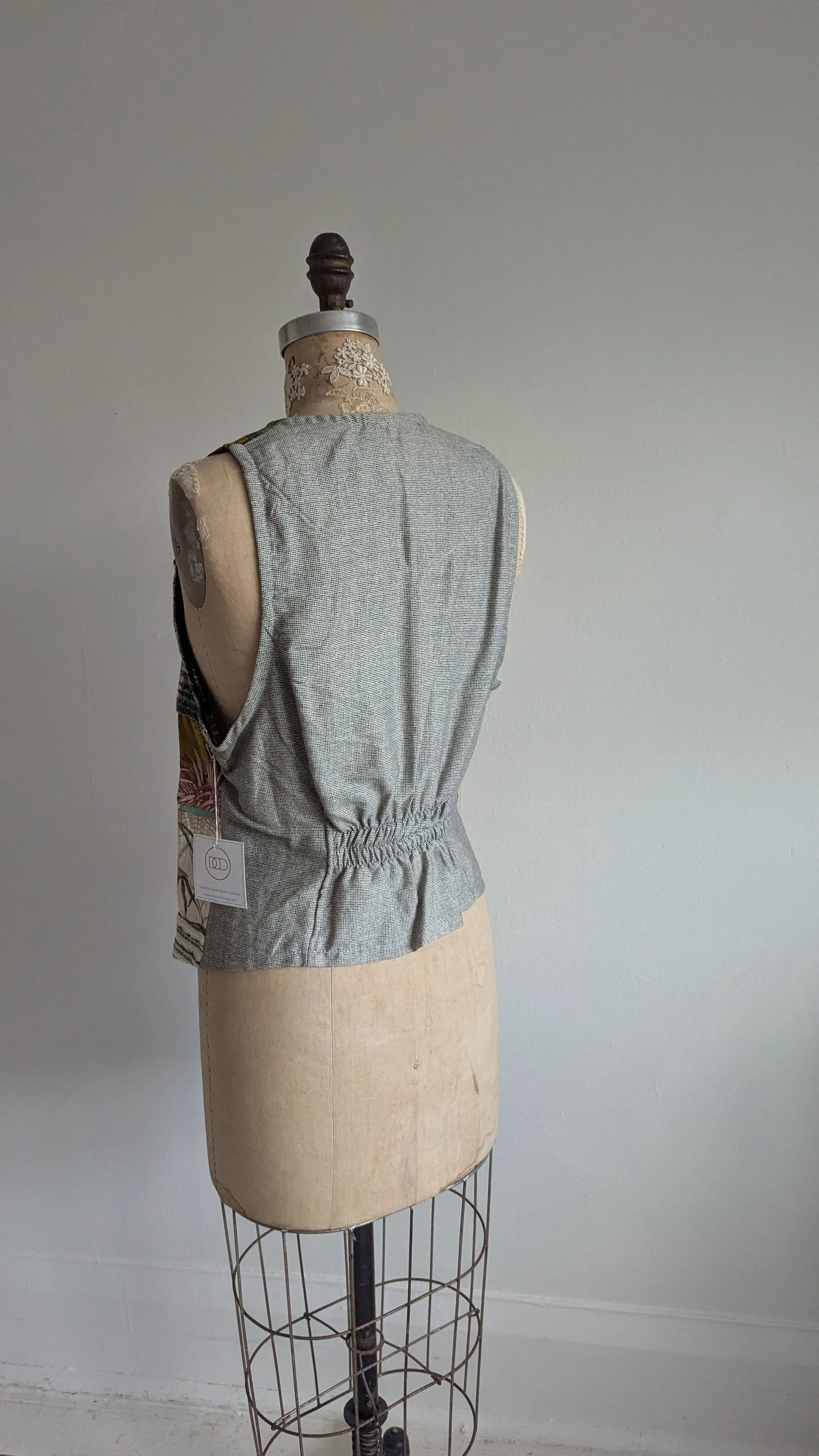 Margo Vest with Patchworked Upcycled Textiles XS/S #MARGOV10