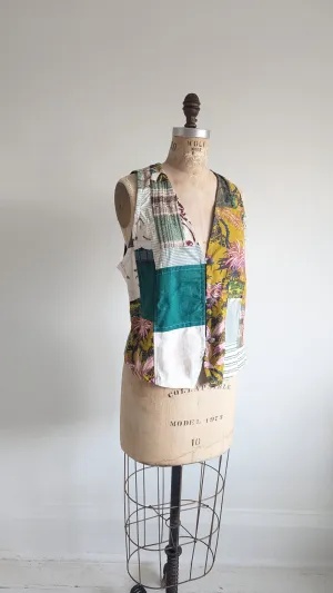 Margo Vest with Patchworked Upcycled Textiles XS/S #MARGOV10