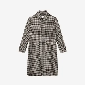 Maximilian Houndstooth Wool Coat - Light Desert Sand/Black