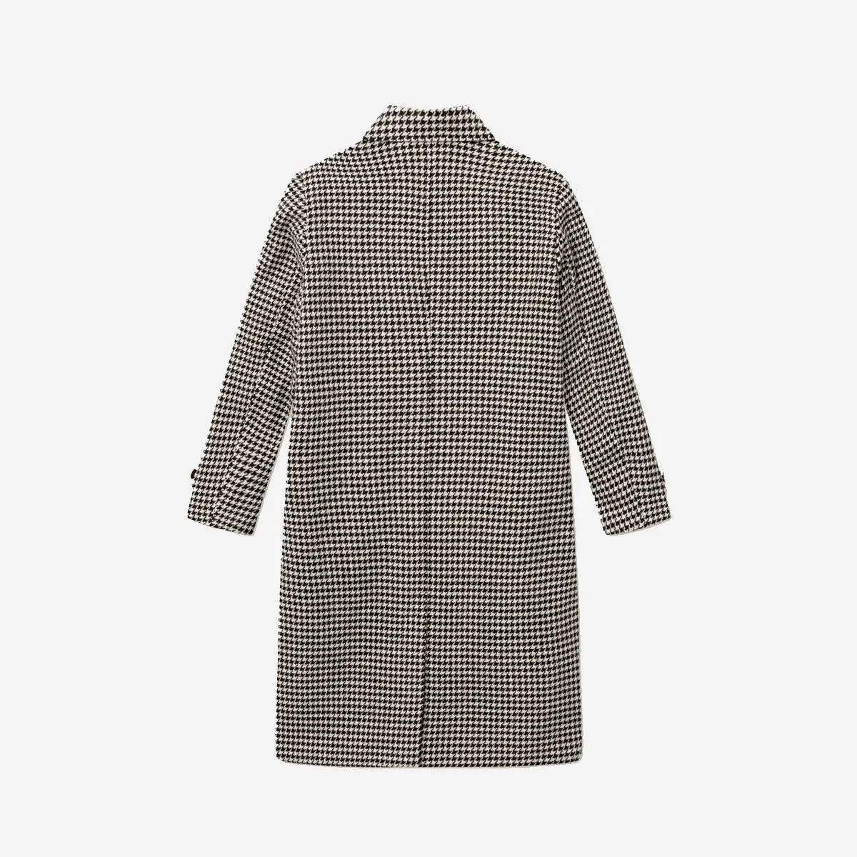 Maximilian Houndstooth Wool Coat - Light Desert Sand/Black