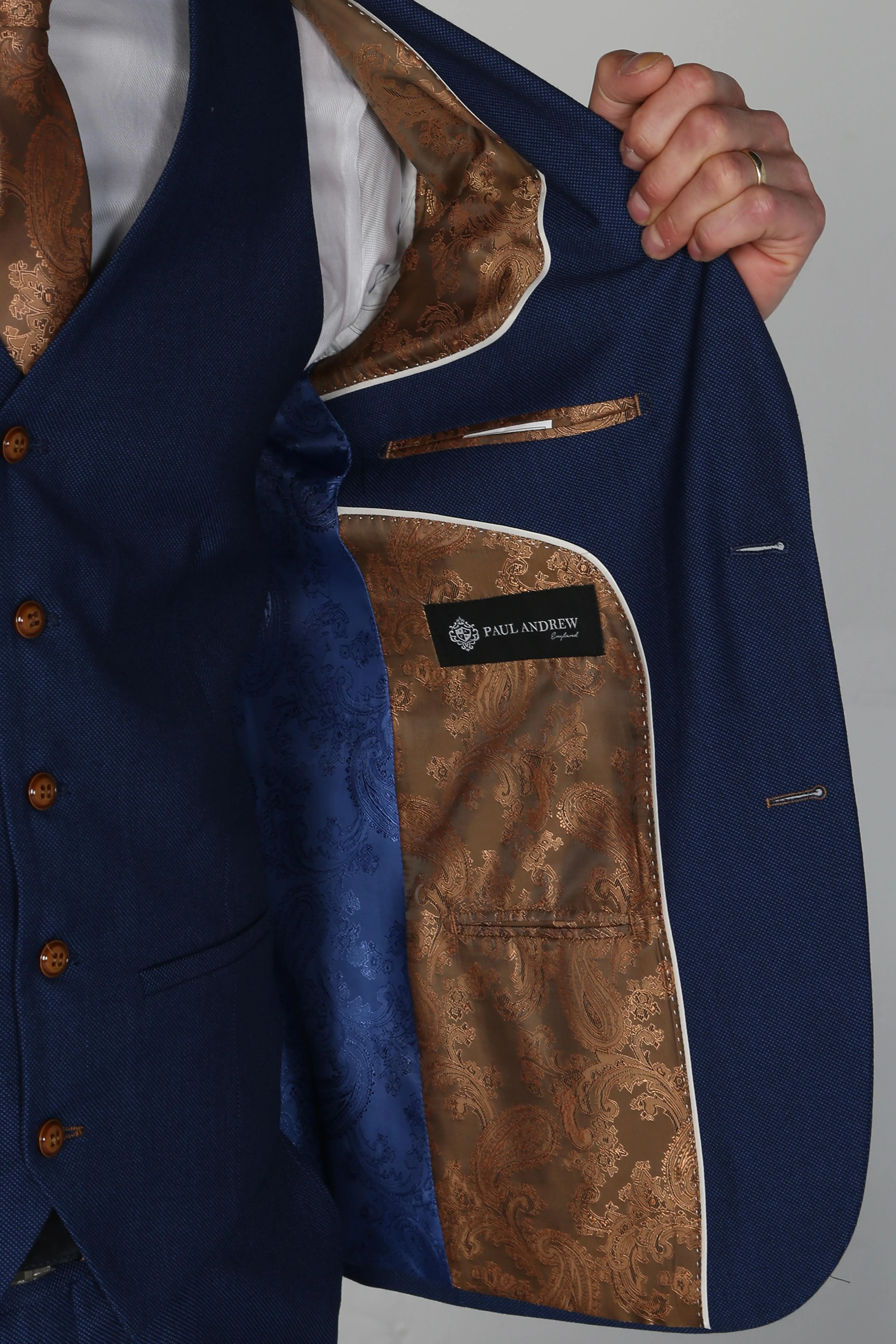 Mayfair Blue Textured Three Piece Suit