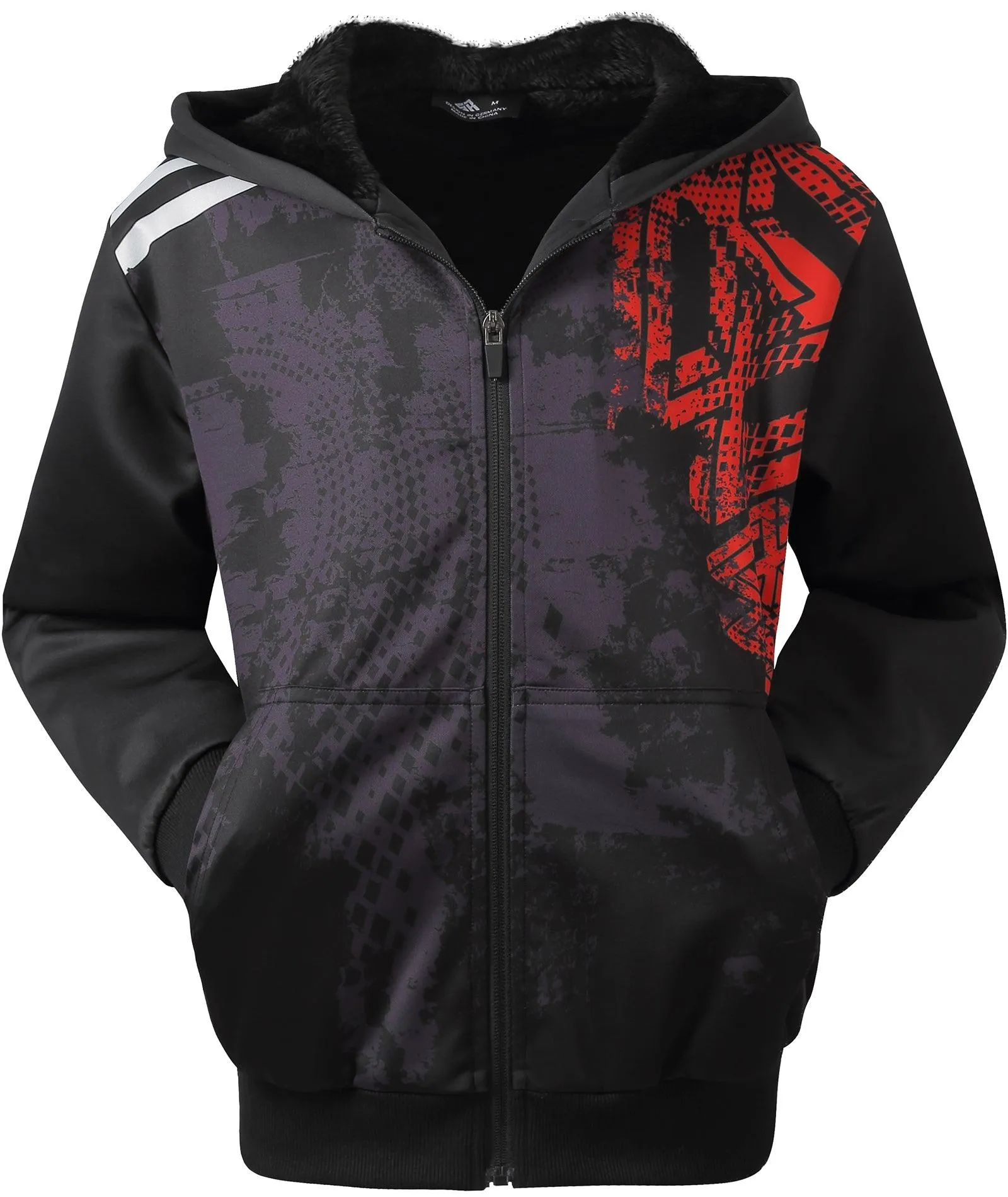 Men's Black Full Zip Up Sports Hoodie-ZPK006368