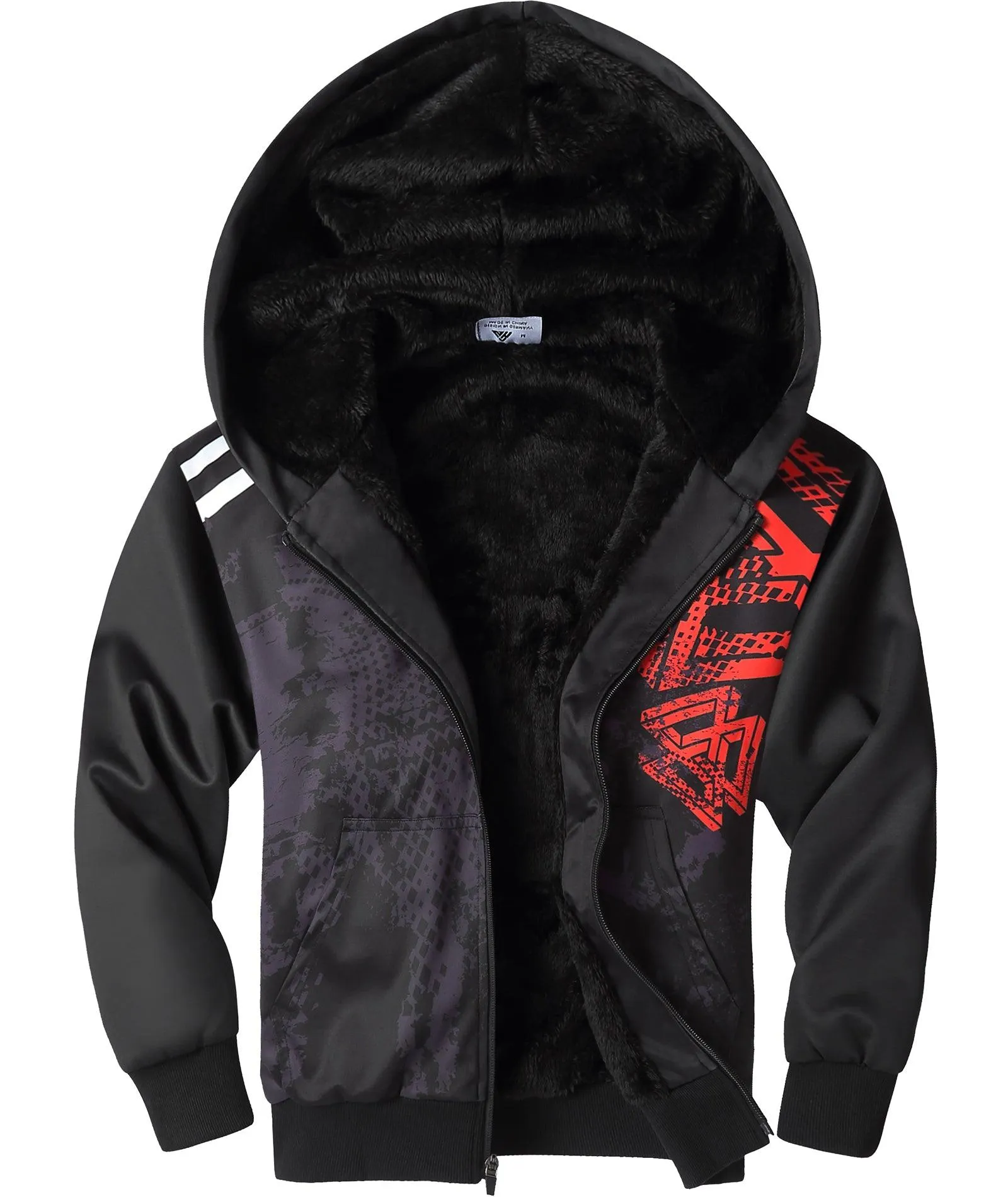 Men's Black Full Zip Up Sports Hoodie-ZPK006368