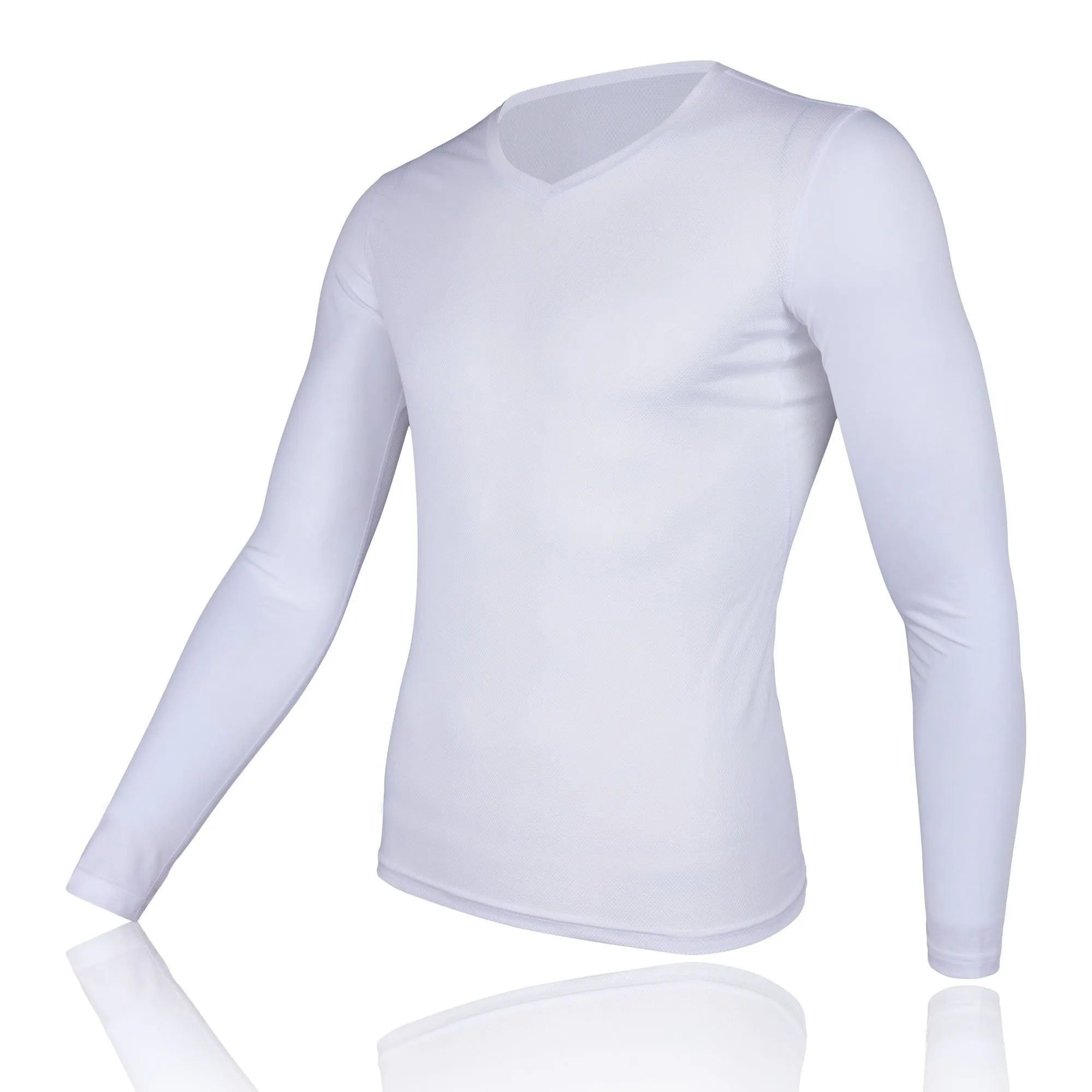 Men's Mesh Base Layer - White Long Sleeve Cycling Undershirt