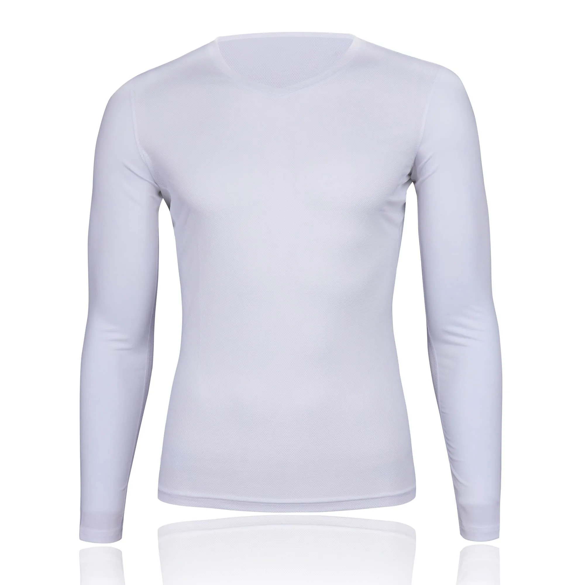 Men's Mesh Base Layer - White Long Sleeve Cycling Undershirt