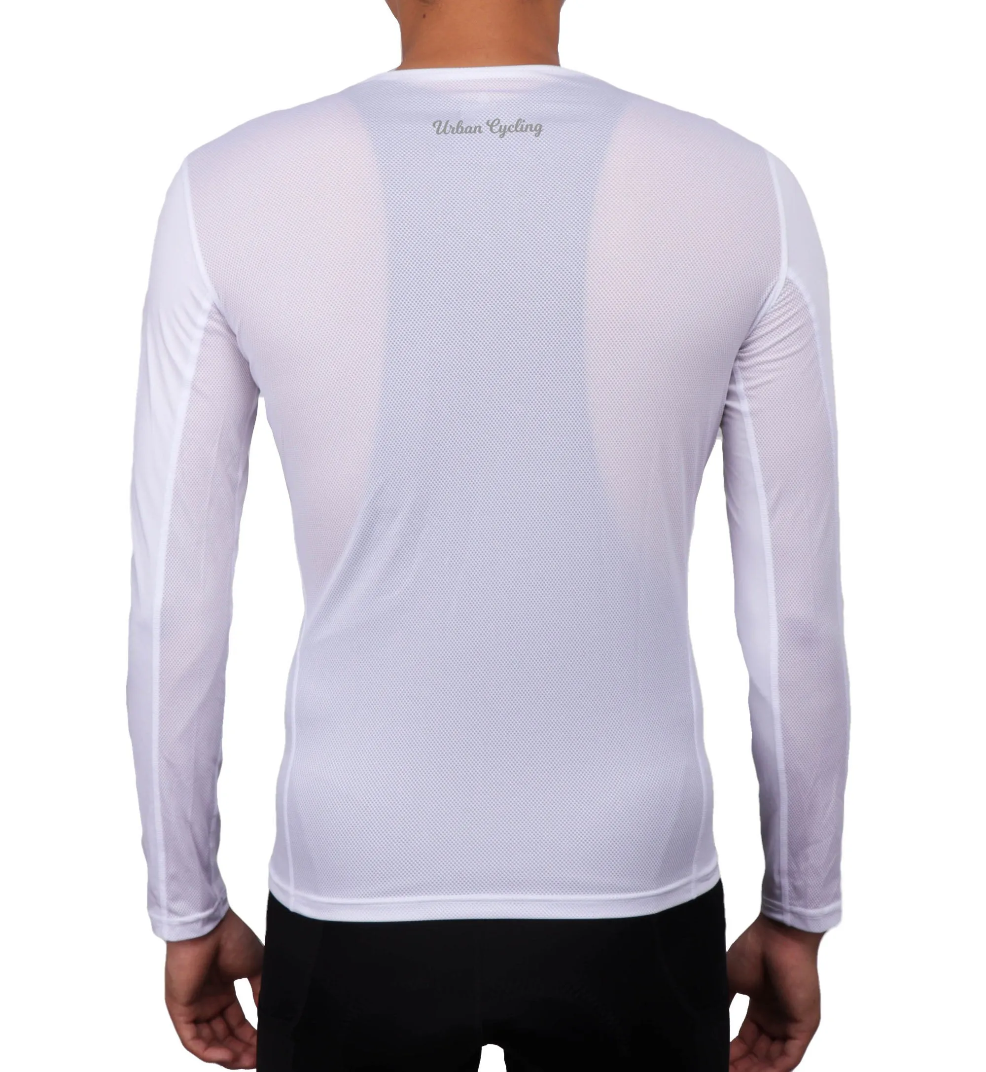 Men's Mesh Base Layer - White Long Sleeve Cycling Undershirt