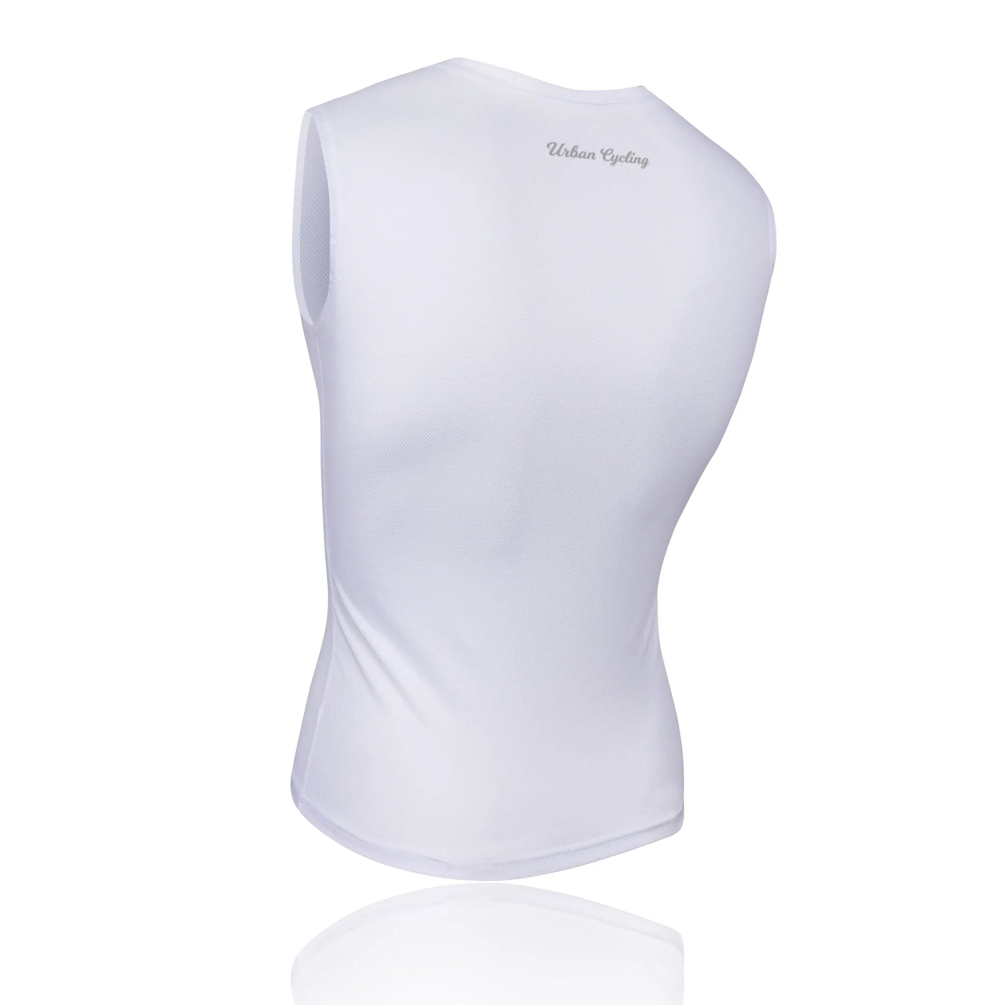 Men's Mesh Base Layer - White Sleeveless Cycling Undershirt