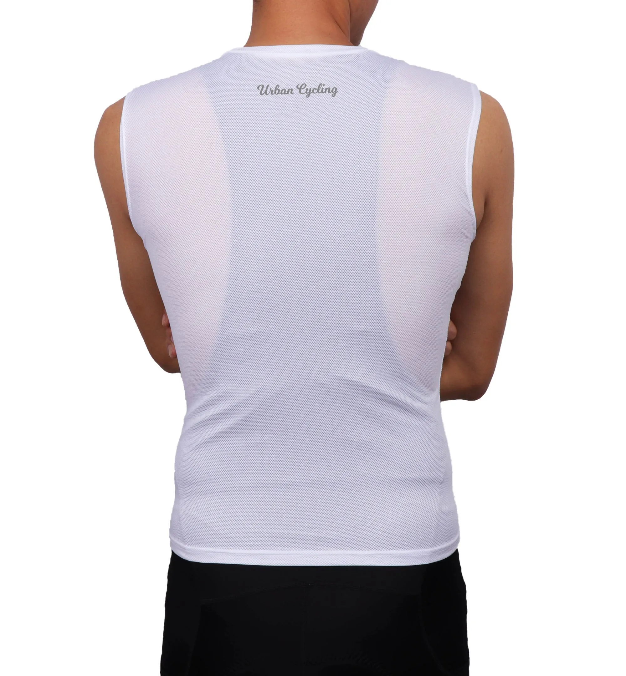 Men's Mesh Base Layer - White Sleeveless Cycling Undershirt