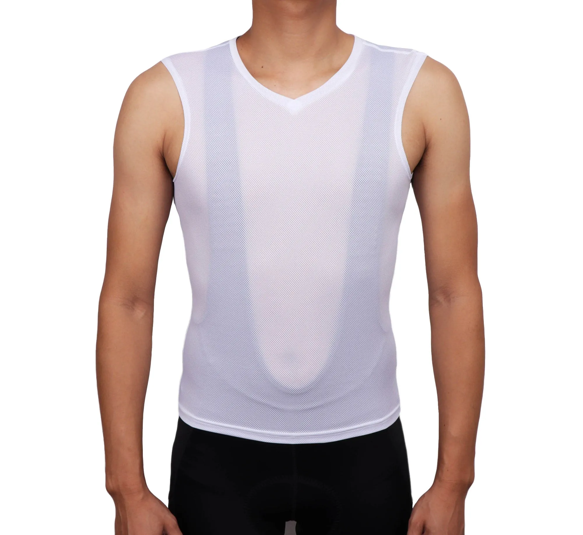 Men's Mesh Base Layer - White Sleeveless Cycling Undershirt