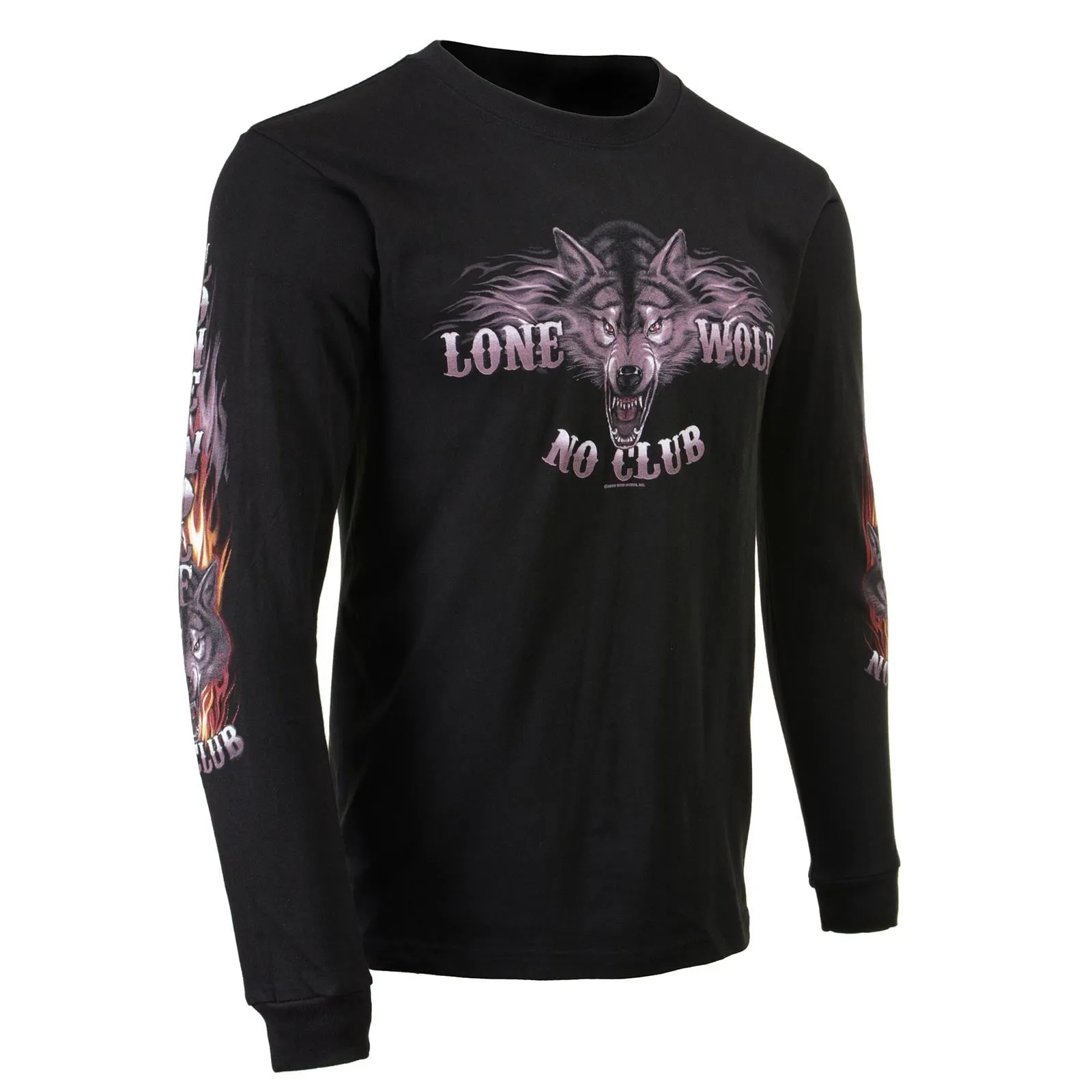 Milwaukee Leather MPMH117001 Men's 'Lone Wolf No Club' Biker Long Sleeve T-Shirt