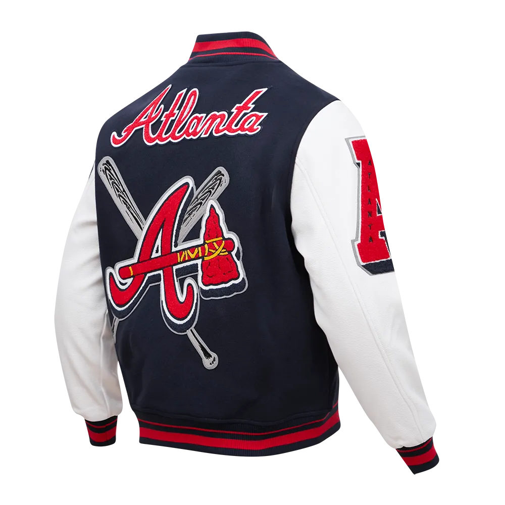 MLB ATLANTA BRAVES MASHUP MEN'S RIB WOOL VARSITY JACKET (MIDNIGHT NAVY/RED/MIDNIGHT NAVY)