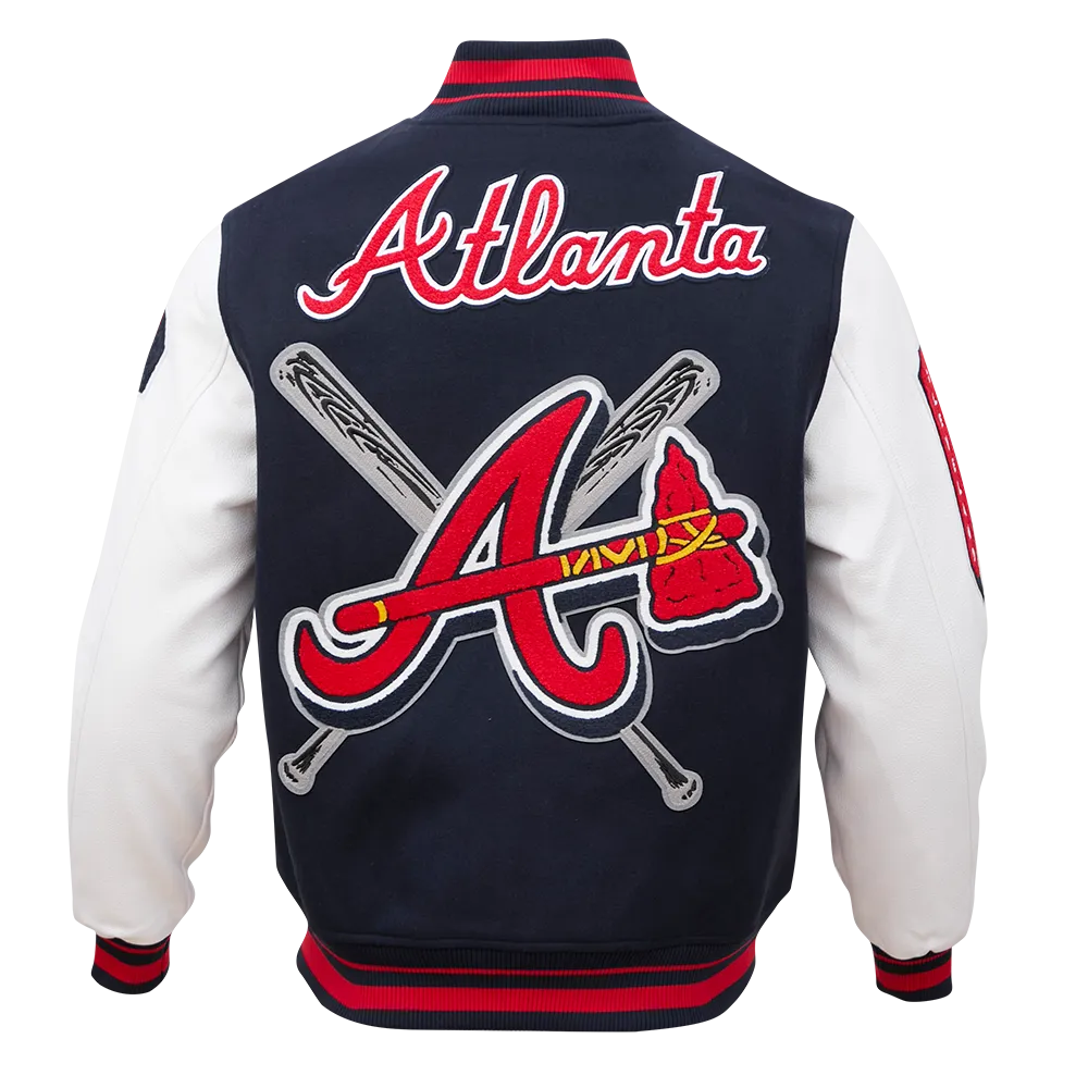 MLB ATLANTA BRAVES MASHUP MEN'S RIB WOOL VARSITY JACKET (MIDNIGHT NAVY/RED/MIDNIGHT NAVY)