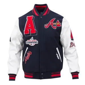 MLB ATLANTA BRAVES MASHUP MEN'S RIB WOOL VARSITY JACKET (MIDNIGHT NAVY/RED/MIDNIGHT NAVY)