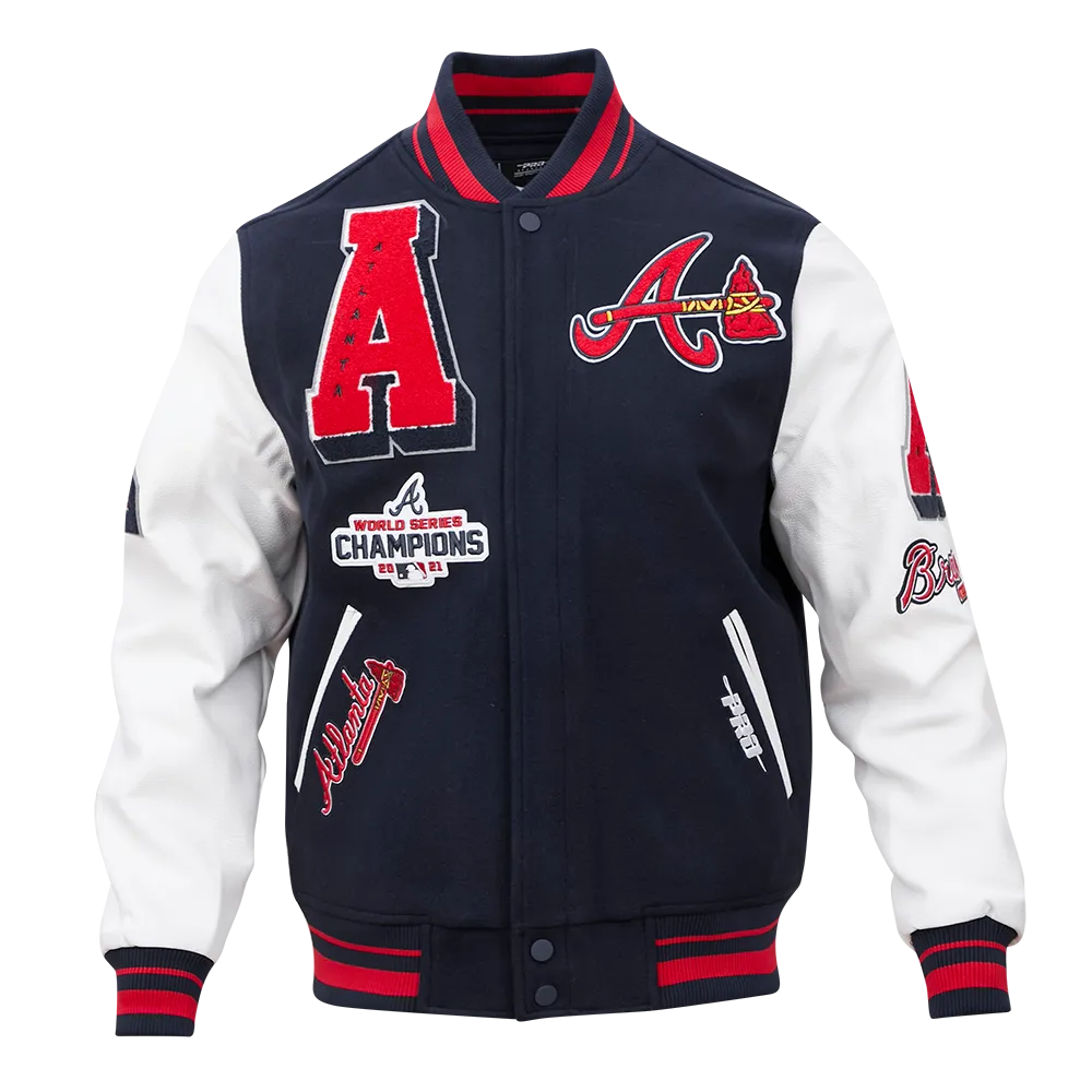 MLB ATLANTA BRAVES MASHUP MEN'S RIB WOOL VARSITY JACKET (MIDNIGHT NAVY/RED/MIDNIGHT NAVY)