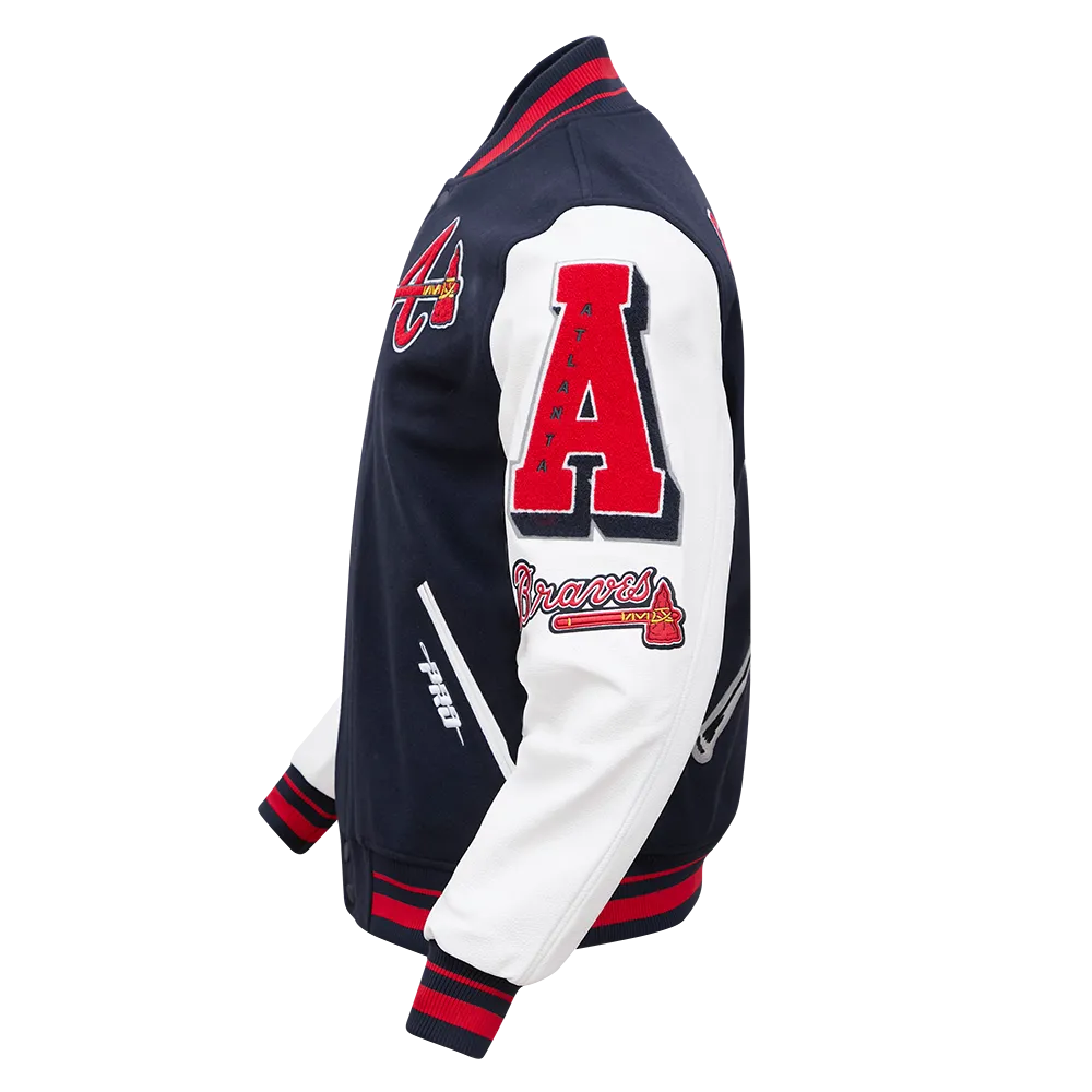 MLB ATLANTA BRAVES MASHUP MEN'S RIB WOOL VARSITY JACKET (MIDNIGHT NAVY/RED/MIDNIGHT NAVY)