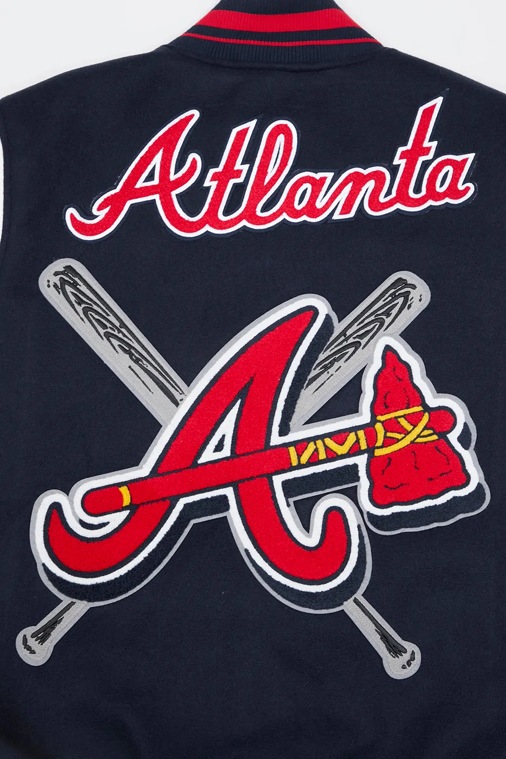 MLB ATLANTA BRAVES MASHUP MEN'S RIB WOOL VARSITY JACKET (MIDNIGHT NAVY/RED/MIDNIGHT NAVY)