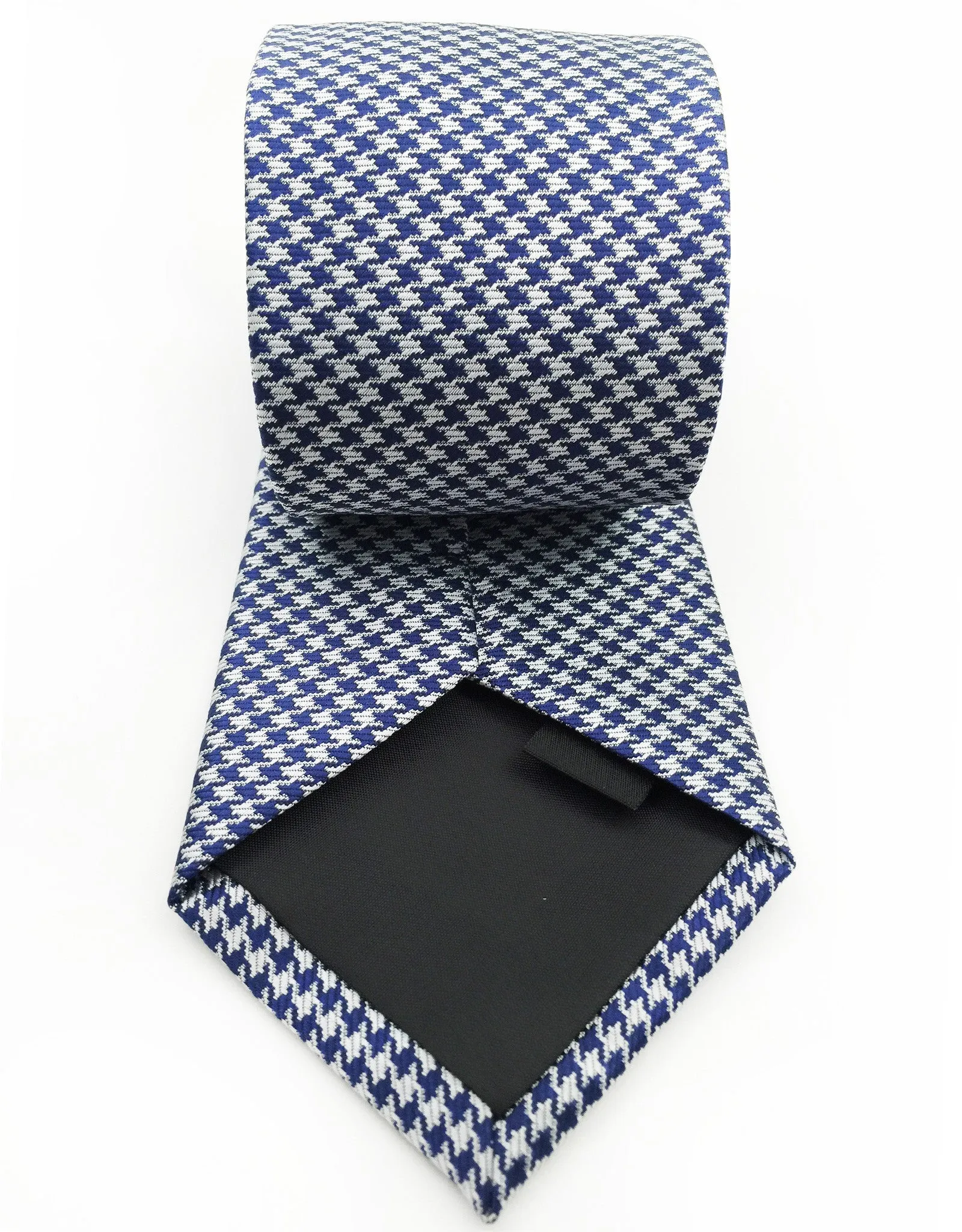 Navy Blue & Silver Houndstooth Tie