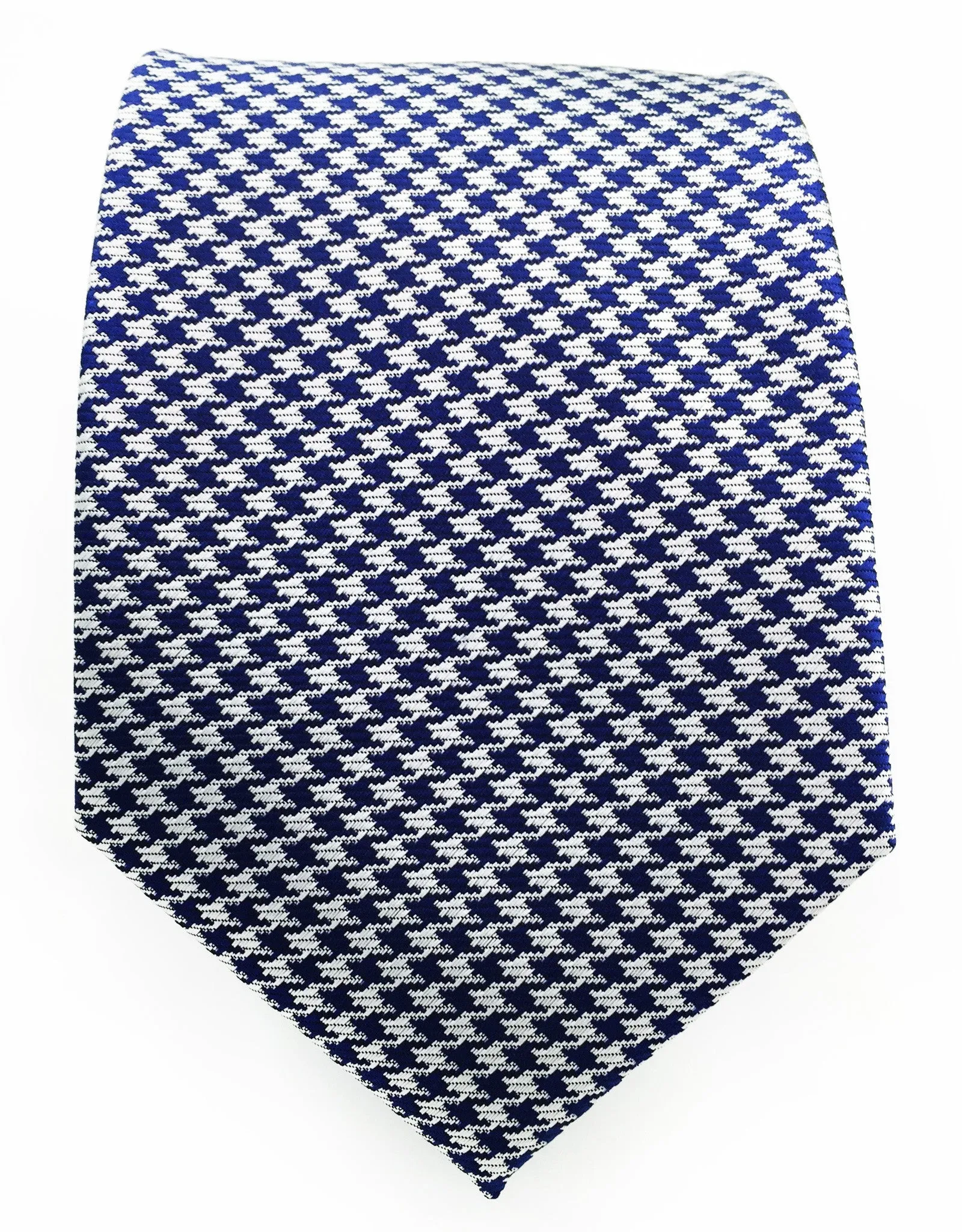 Navy Blue & Silver Houndstooth Tie