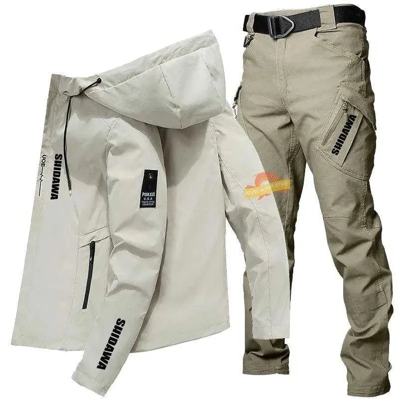 New Mens Fishing Clothes Suit High Quality Spring Summer Sun Protection Jacket Tactical Pants Outdoor Sports Waterproof Clothing