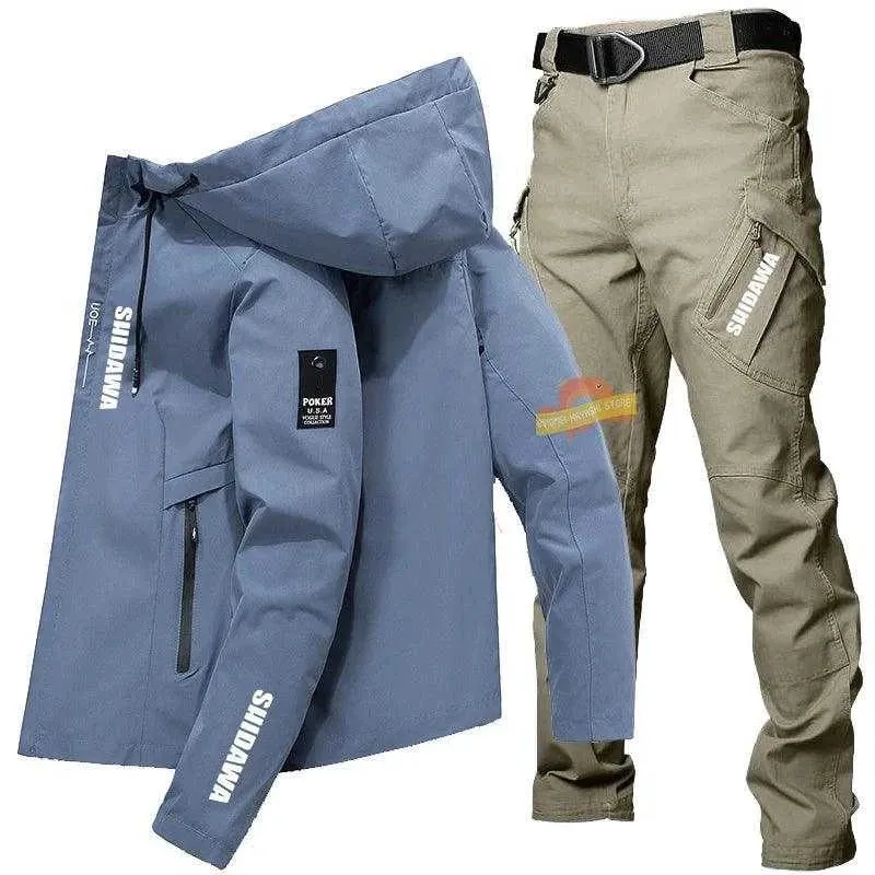 New Mens Fishing Clothes Suit High Quality Spring Summer Sun Protection Jacket Tactical Pants Outdoor Sports Waterproof Clothing