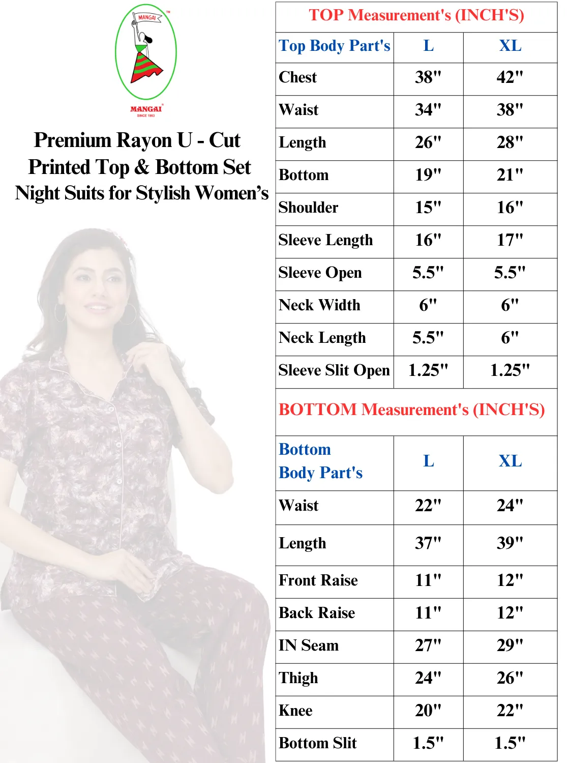 ONLY MINE Premium RAYON Printed Stylish V-Cut Neck Model Night Suits | Stylish Print's All Over | Top & Bottom Set | 3/4 Sleeve| U-Cut Neck | Trendy Night Suits for Stylish Women's (SNS)