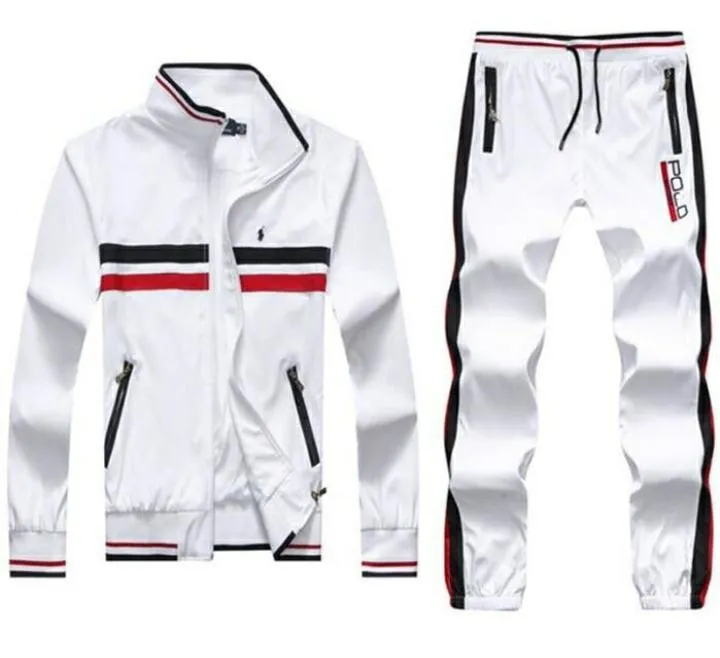 Prl Stripes Blocked color Zip Down White Tracksuit