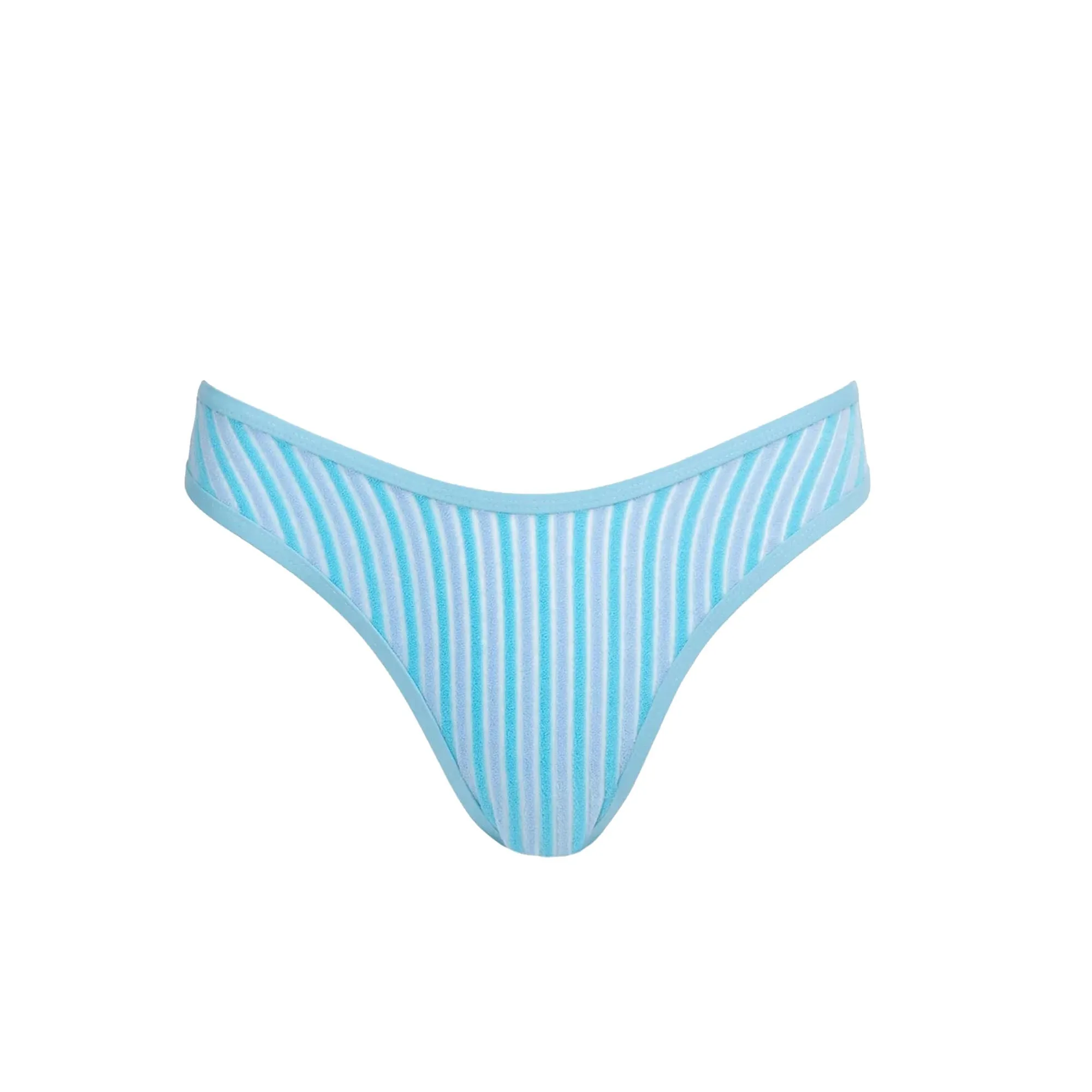 Rhythm Terry Strands Stripe Hi Cut Women's Bikini Bottoms - Blue